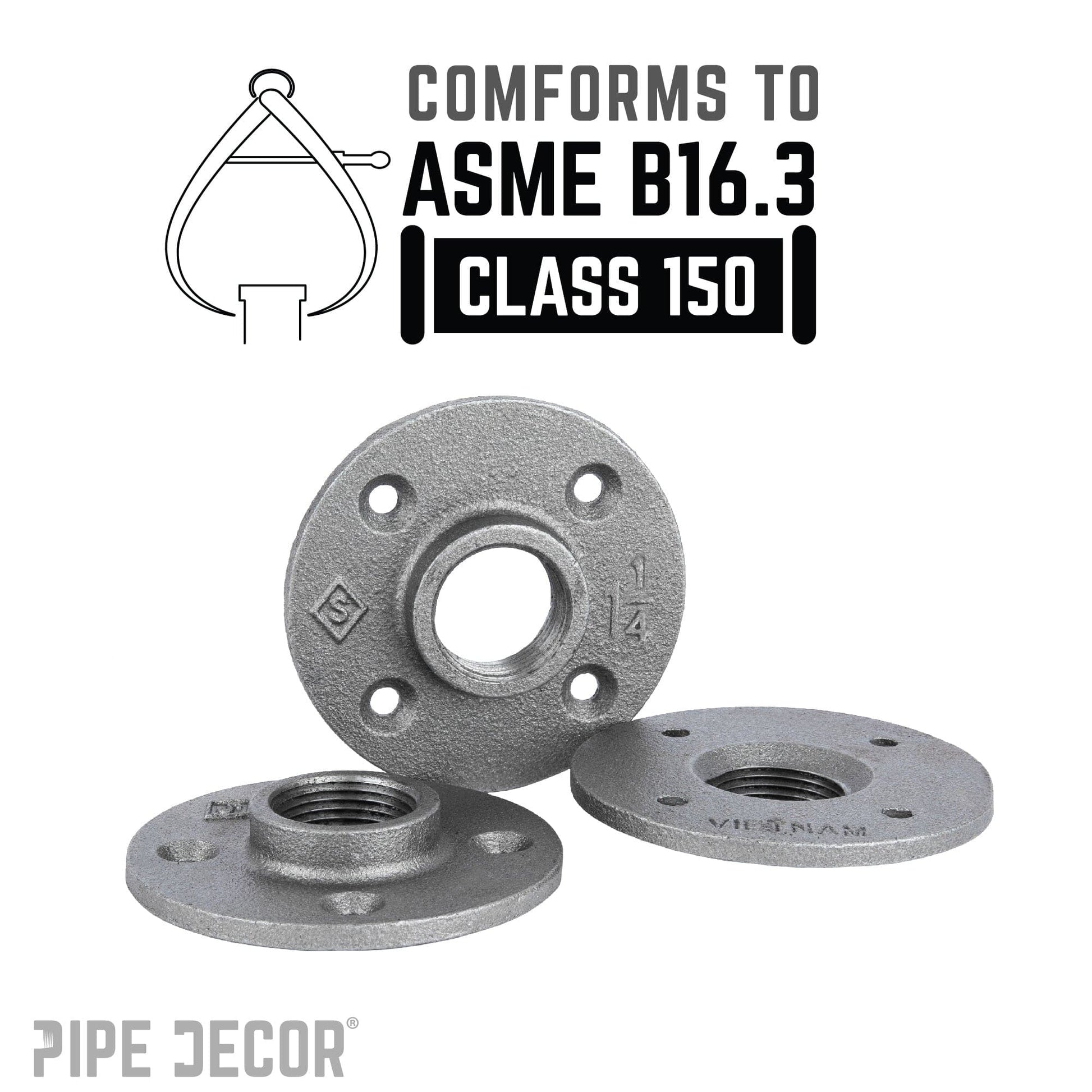 1 1/4 in. Black Floor Flange