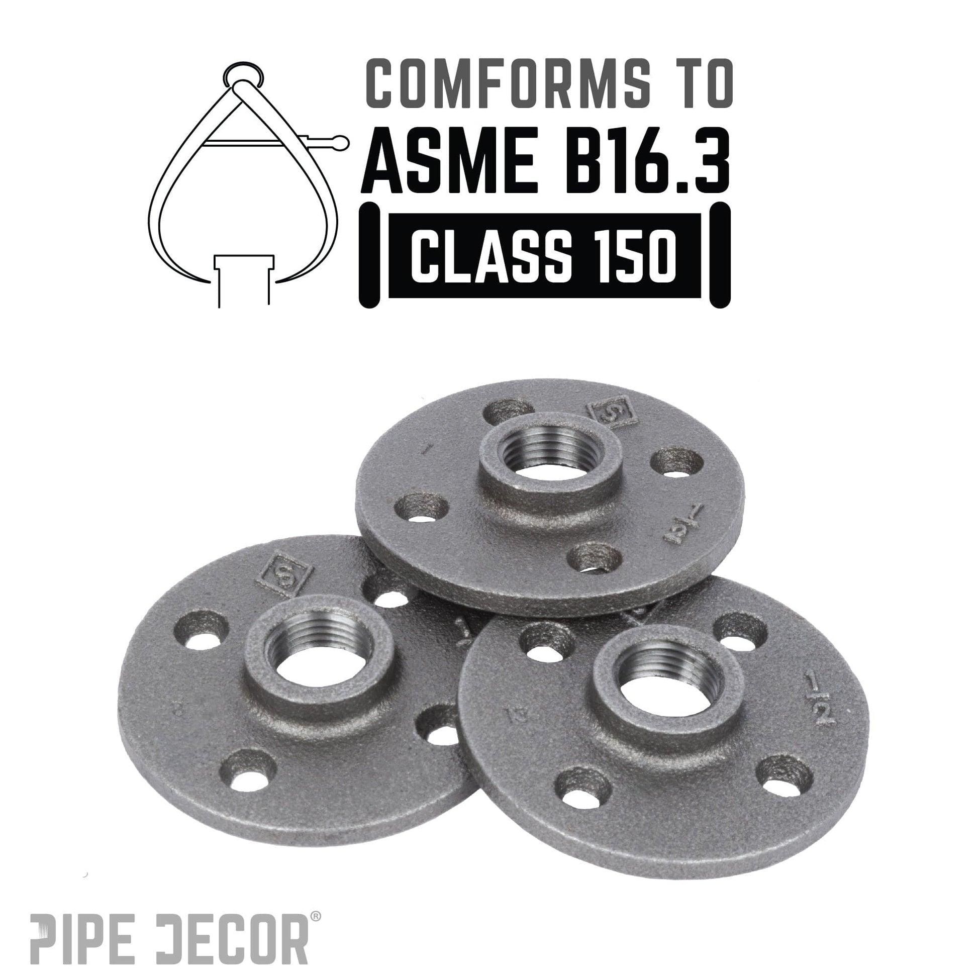 1/2 in. Black Floor Flange