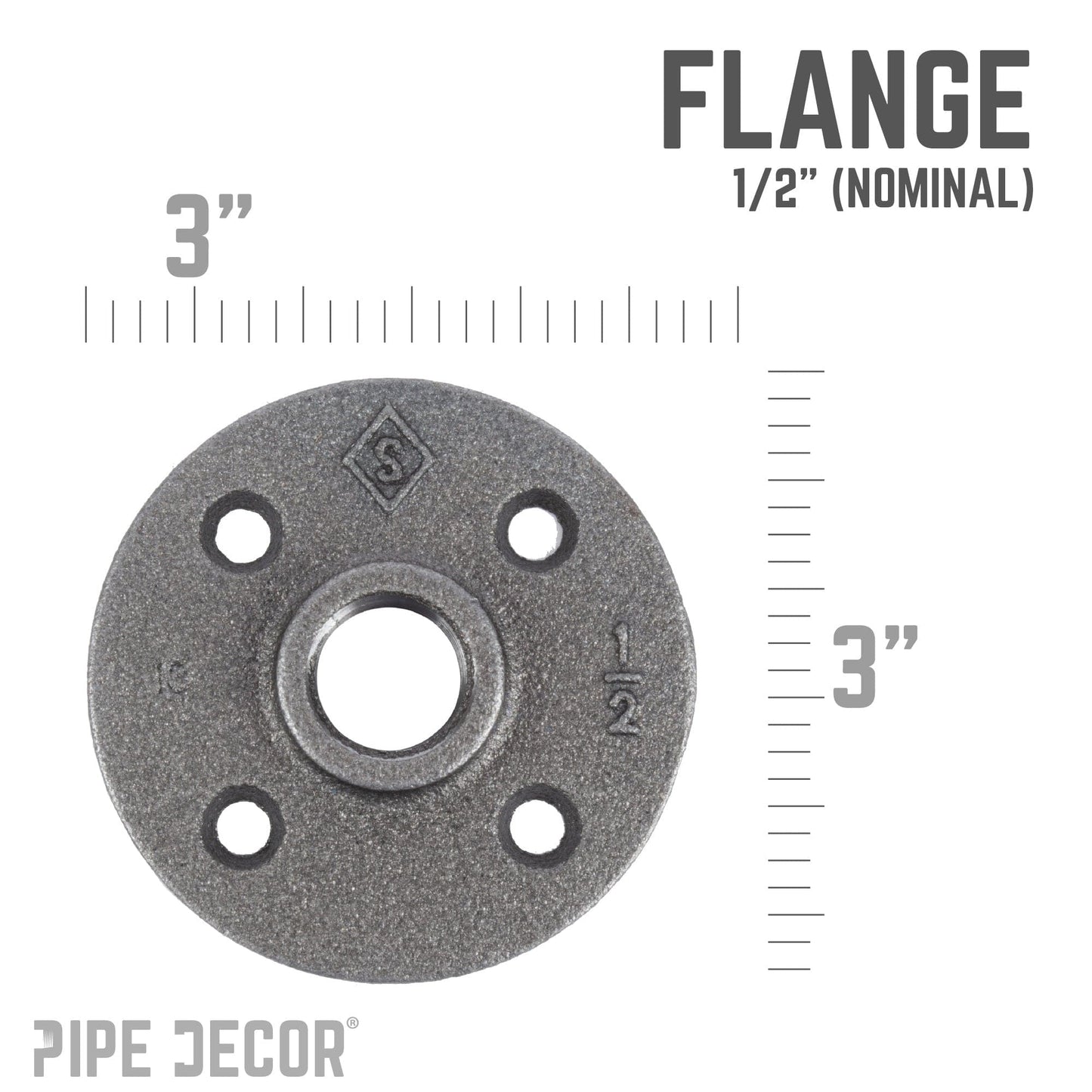 1/2 in. Black Floor Flange