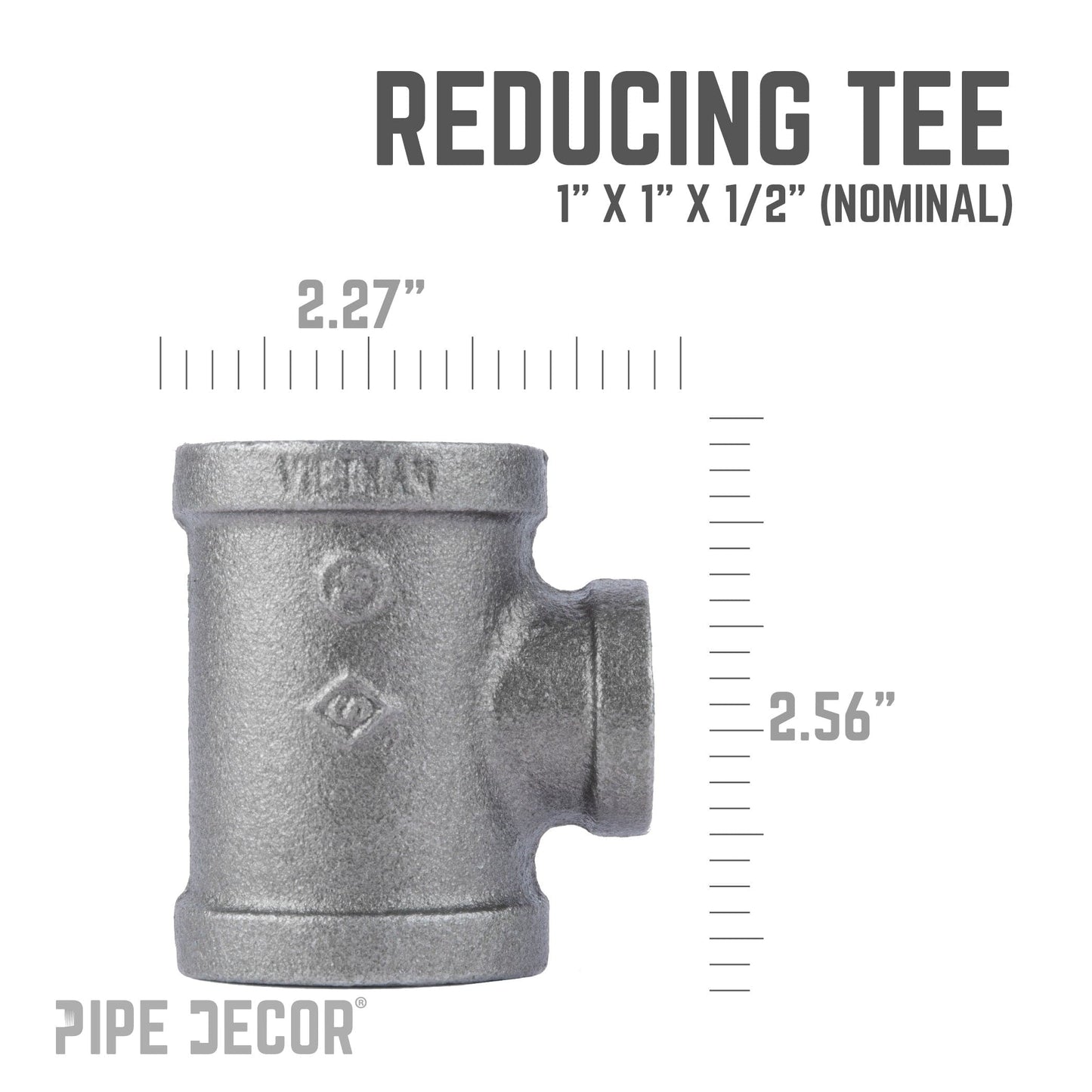 1 in. x 1 in. x 1/2 in. Black Reducing Tee