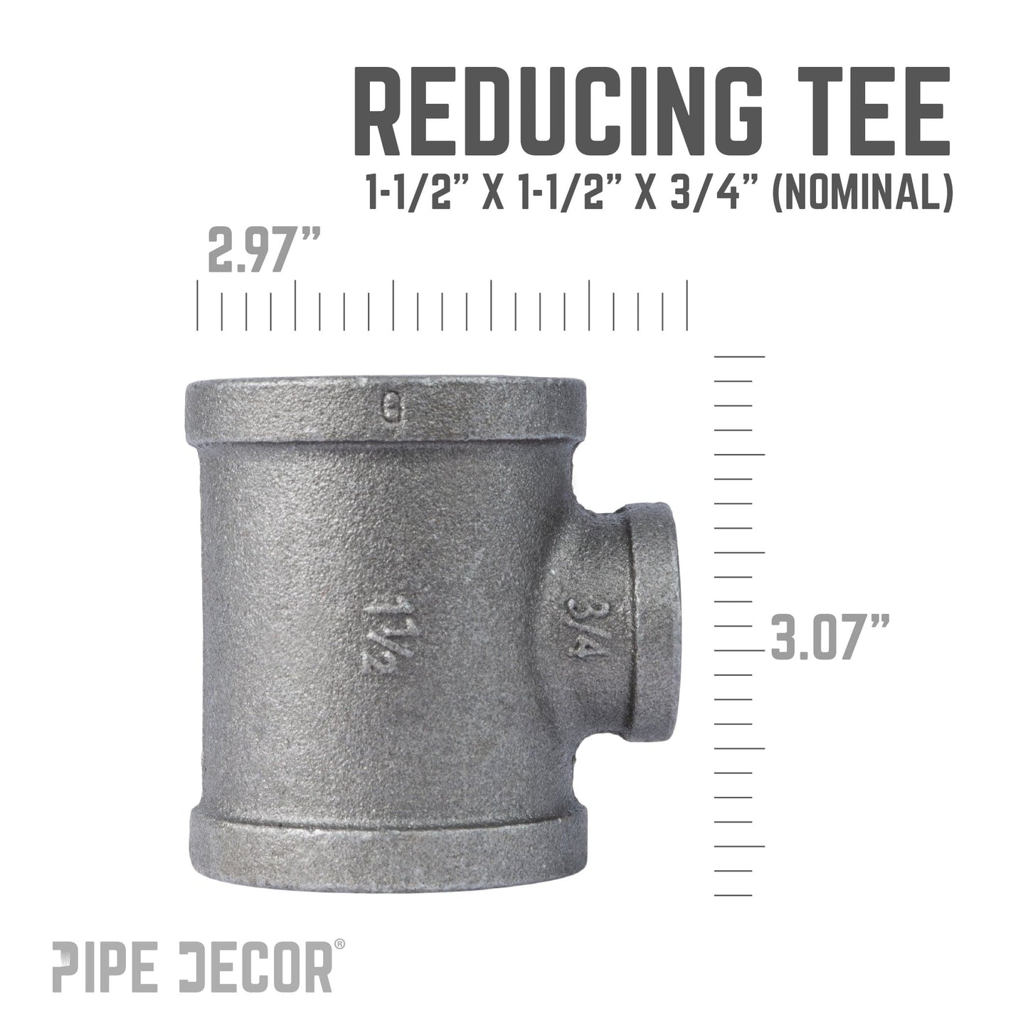 1 1/2 in. x 1 1/2 in. x 3/4 in. Black Reducing Tee