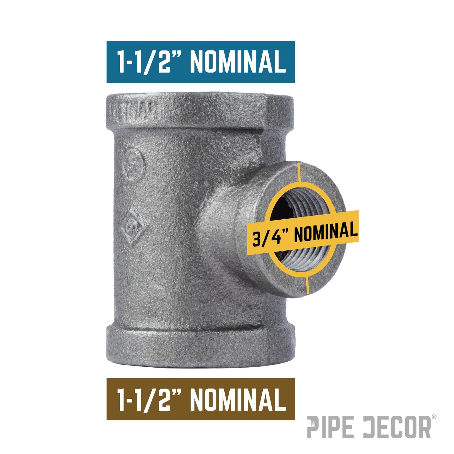 1 1/2 in. x 1 1/2 in. x 3/4 in. Black Reducing Tee