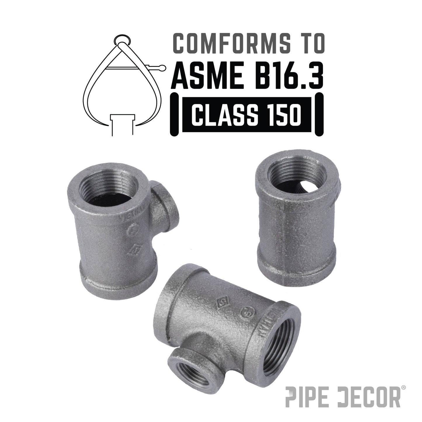 1 1/2 in. x 1 1/2 in. x 3/4 in. Black Reducing Tee