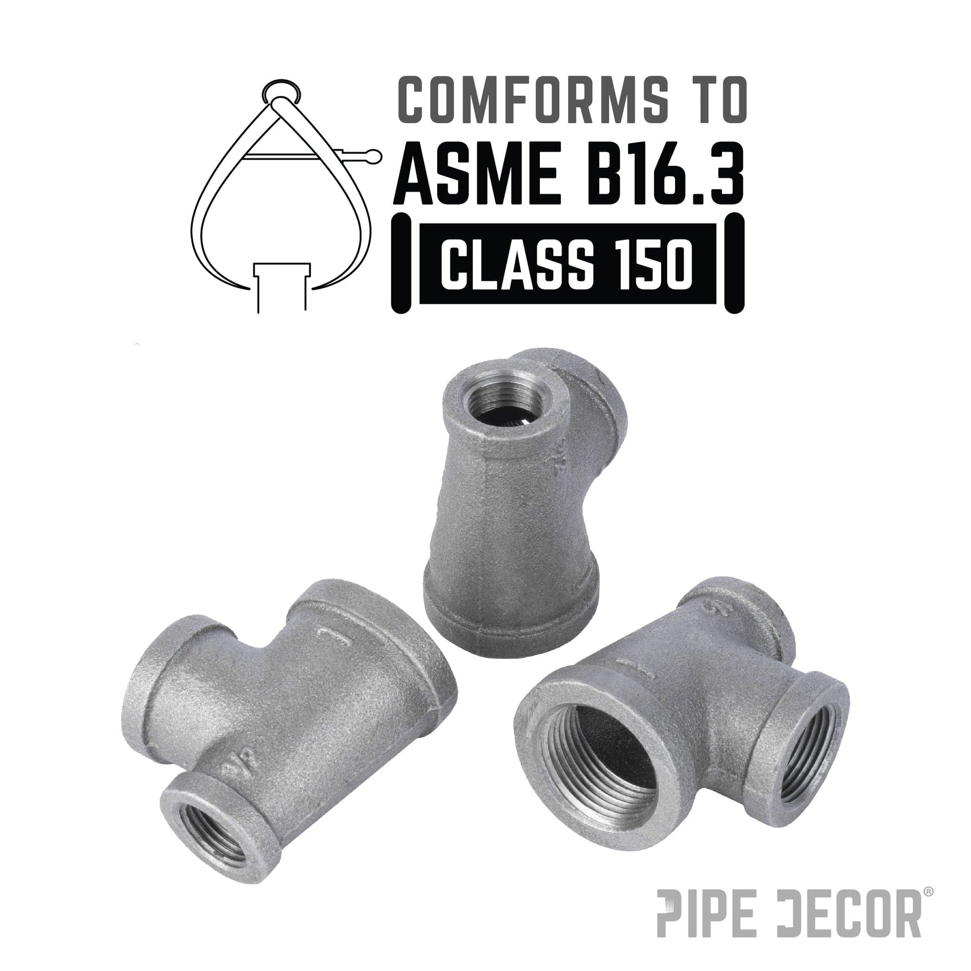 1 in. x 1/2 in. x 1/2 in. Black Reducing Tee