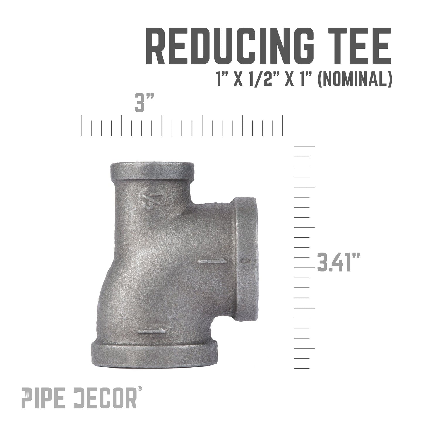 1 in. x 1/2 in. x 1 in. Black Reducing Tee