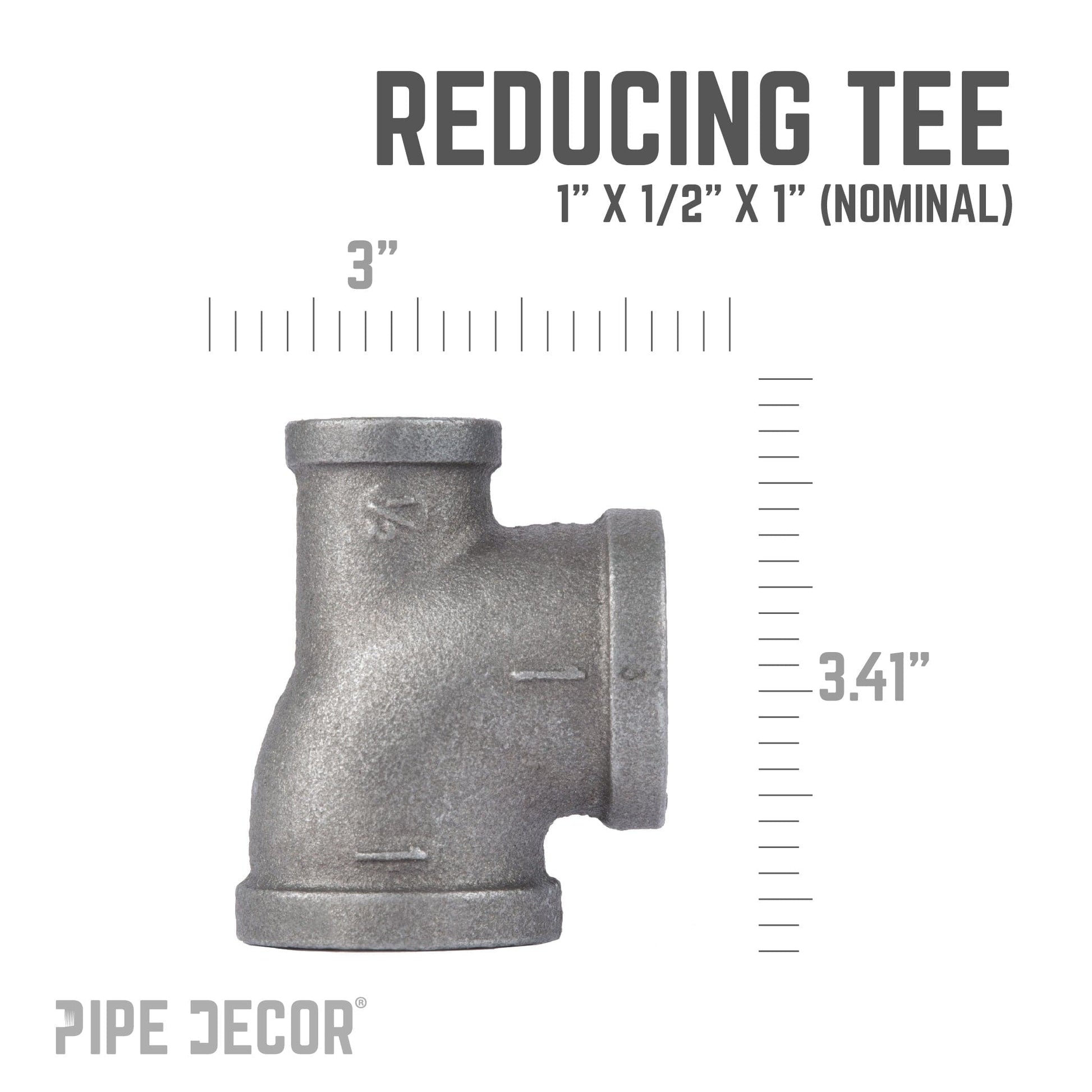 1 in. x 1/2 in. x 1 in. Black Reducing Tee