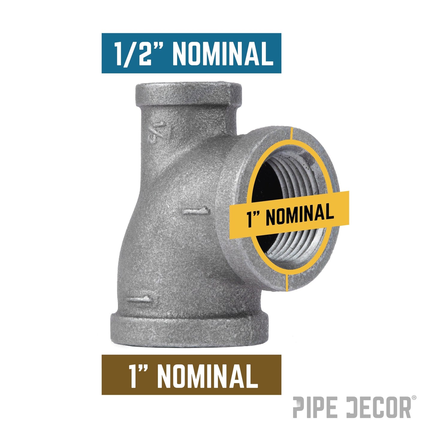 1 in. x 1/2 in. x 1 in. Black Reducing Tee