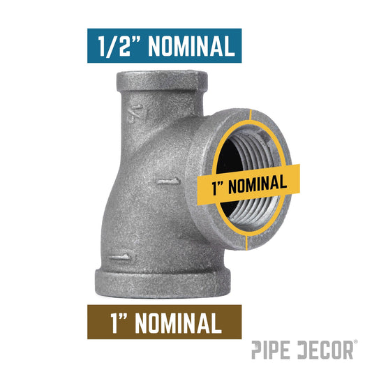 1 in. x 1/2 in. x 1 in. Black Reducing Tee