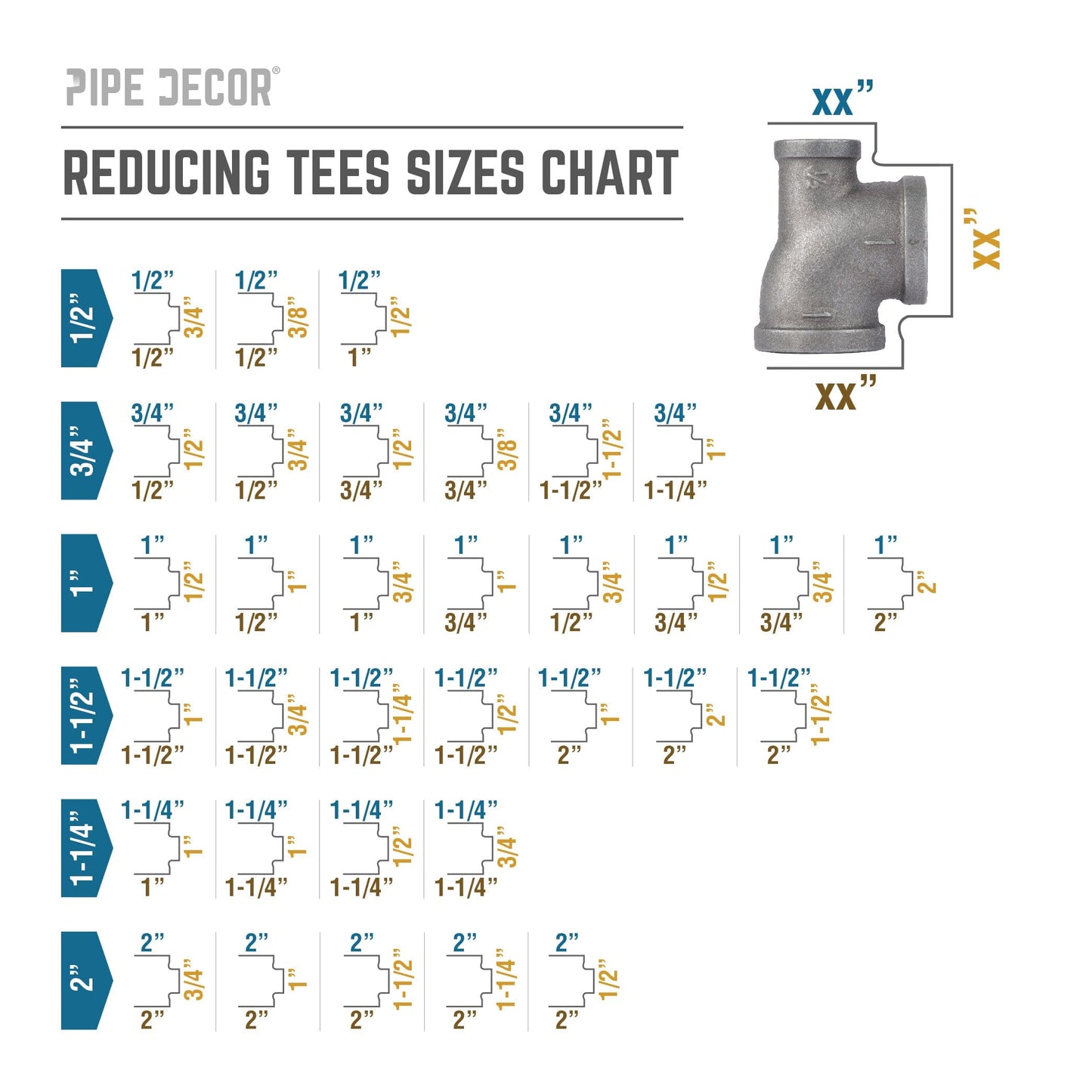 1 in. x 1/2 in. x 1 in. Black Reducing Tee