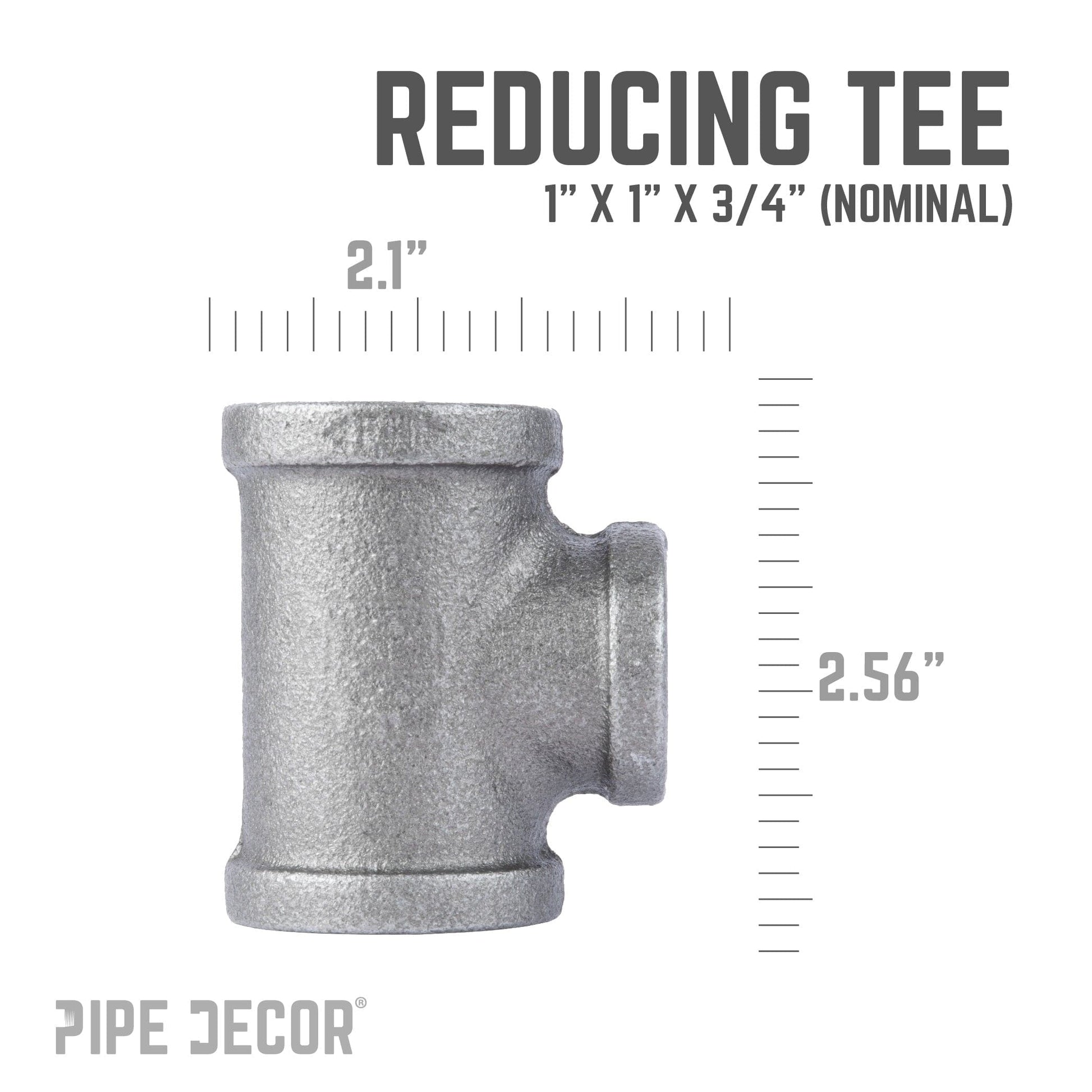 1 in. x 1 in. x 3/4 in. Black Reducing Tee