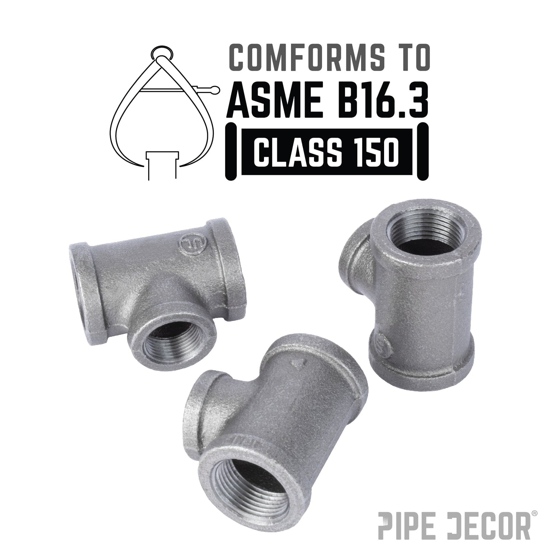 1 in. x 1 in. x 3/4 in. Black Reducing Tee