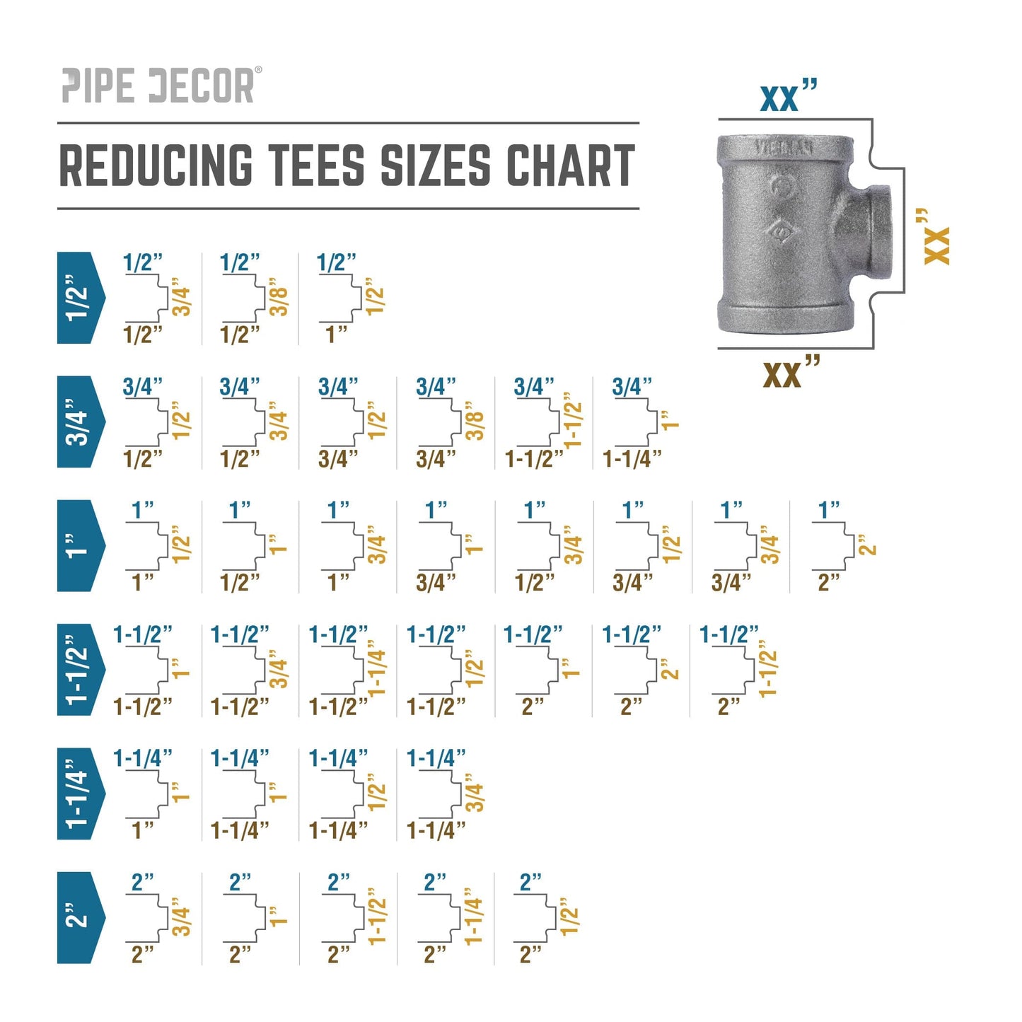 1 in. x 1 in. x 3/4 in. Black Reducing Tee