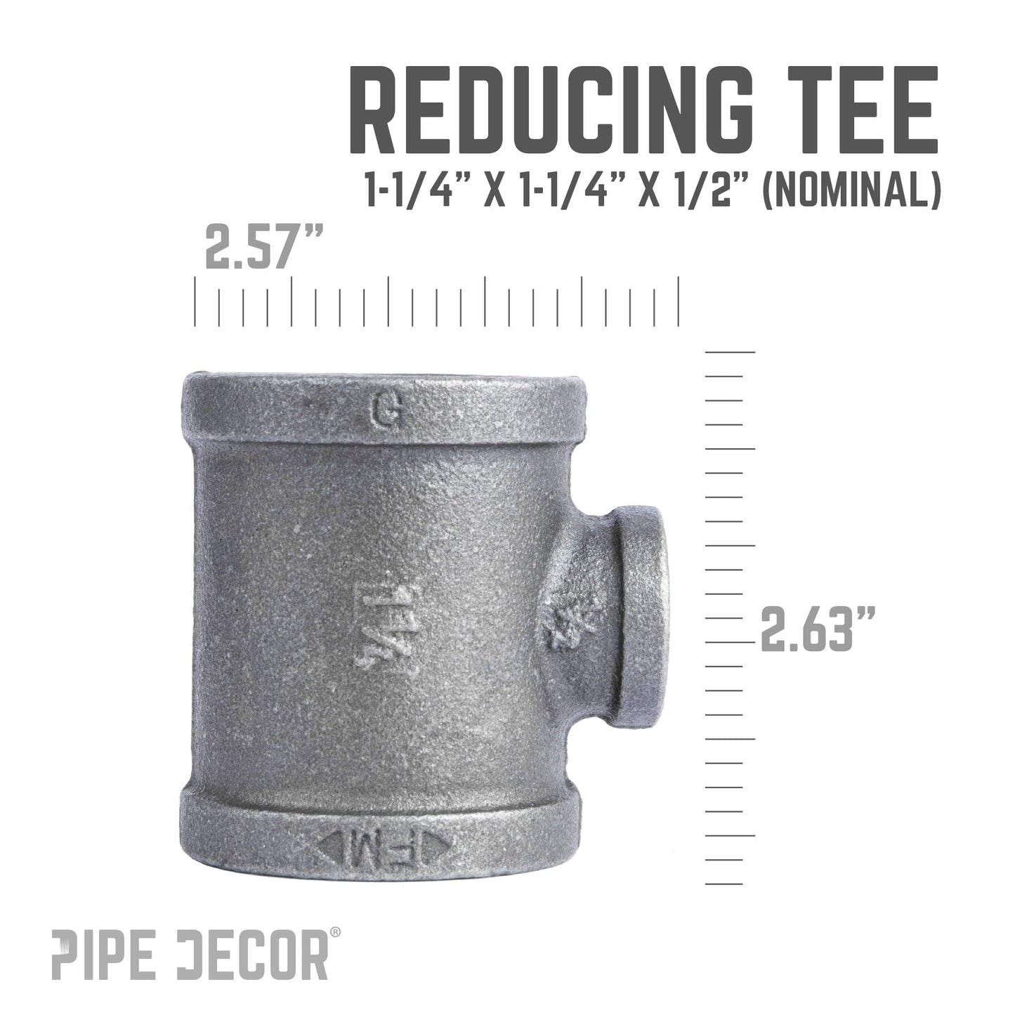 1 1/4 in. x 1 1/4 in. x 1/2 in. Black Reducing Tee