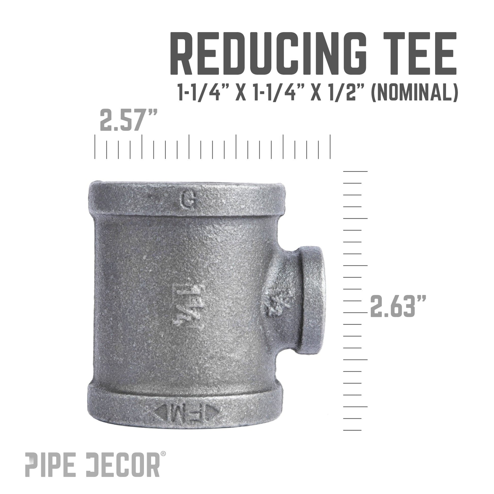 1 1/4 in. x 1 1/4 in. x 1/2 in. Black Reducing Tee