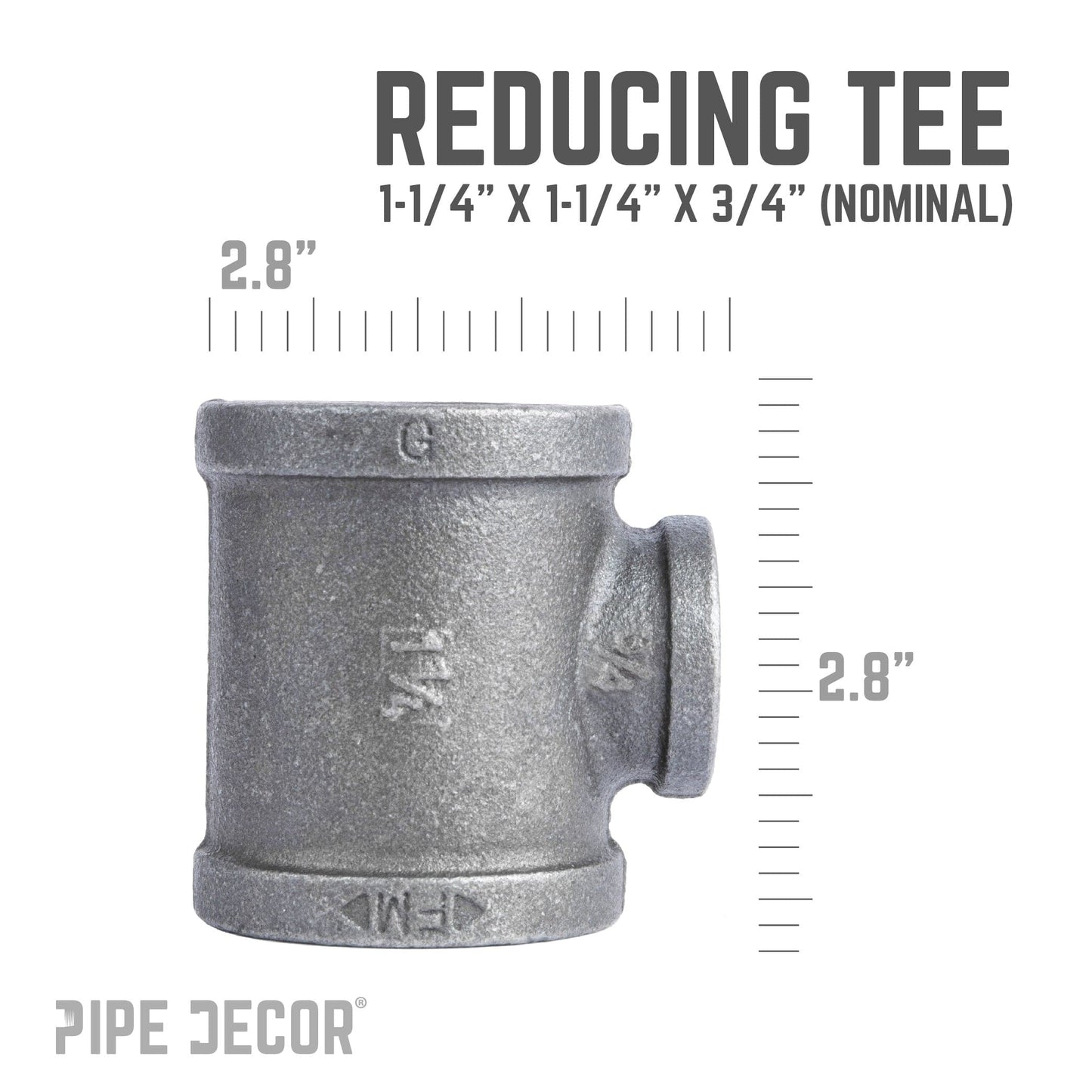 1 1/4 in. x 1 1/4 in. x 3/4 in. Black Reducing Tee