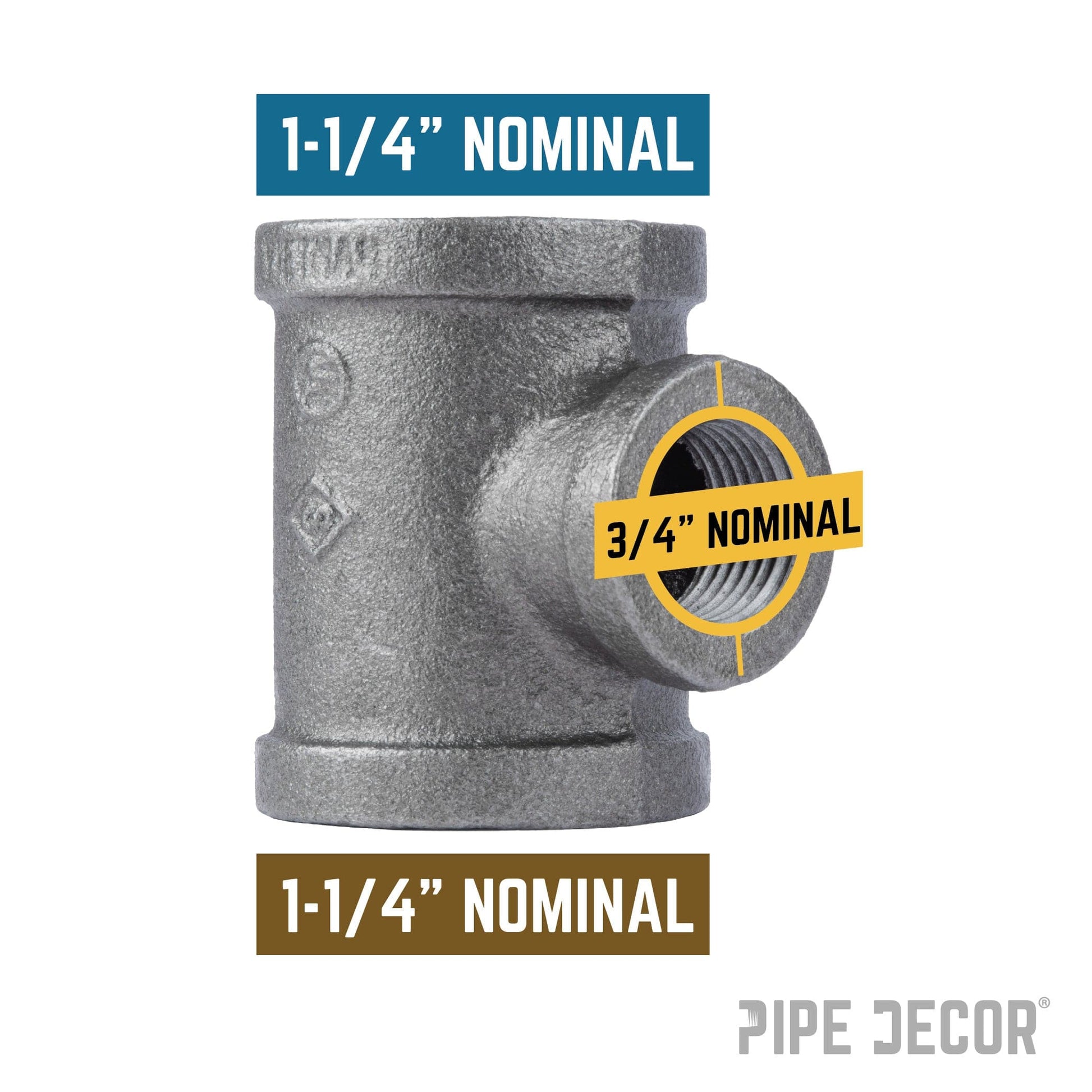 1 1/4 in. x 1 1/4 in. x 3/4 in. Black Reducing Tee