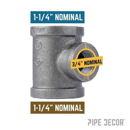 1 1/4 in. x 1 1/4 in. x 3/4 in. Black Reducing Tee