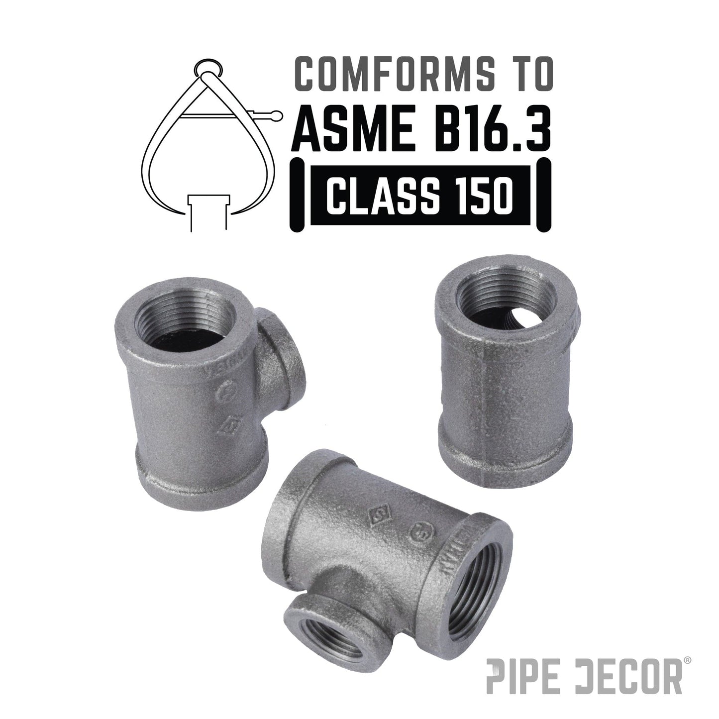 1 1/4 in. x 1 1/4 in. x 3/4 in. Black Reducing Tee