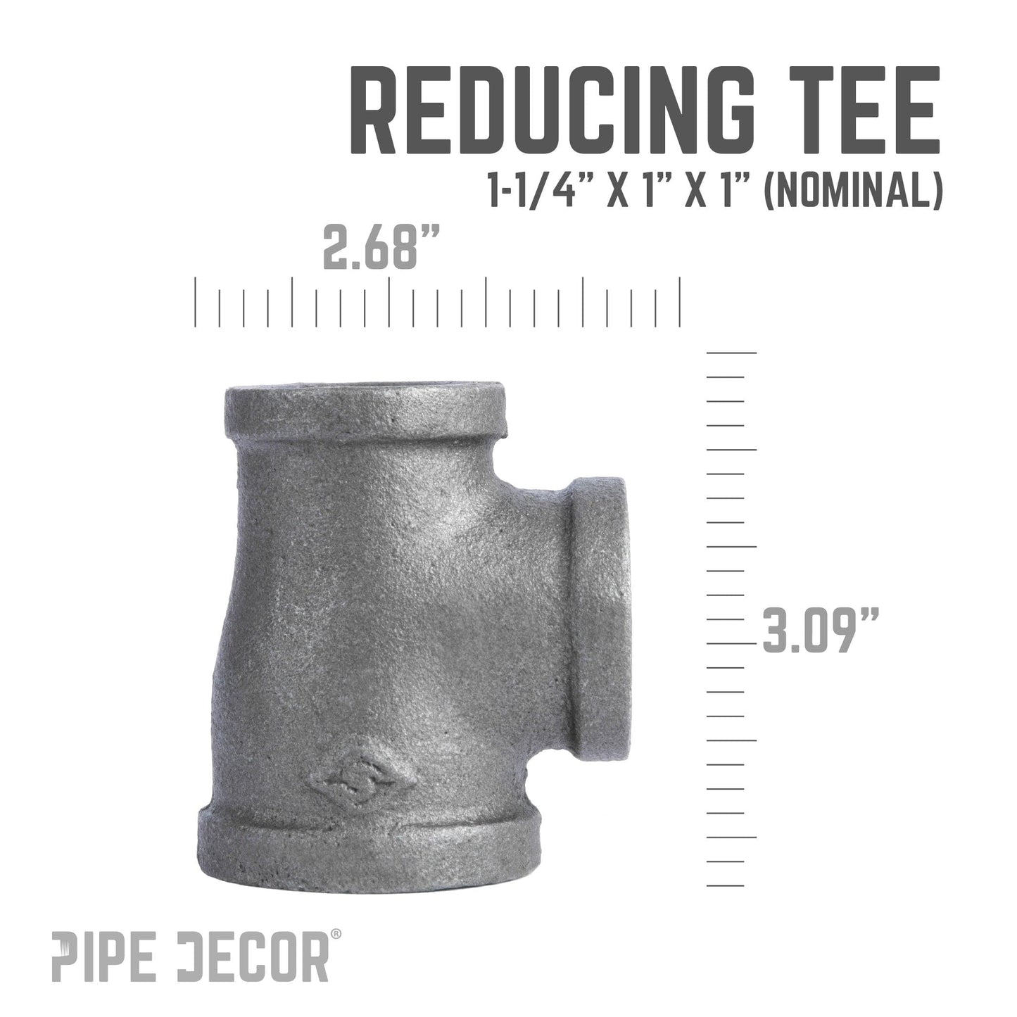 1 1/4 in. x 1 in. x 1 in. Black Reducing Tee