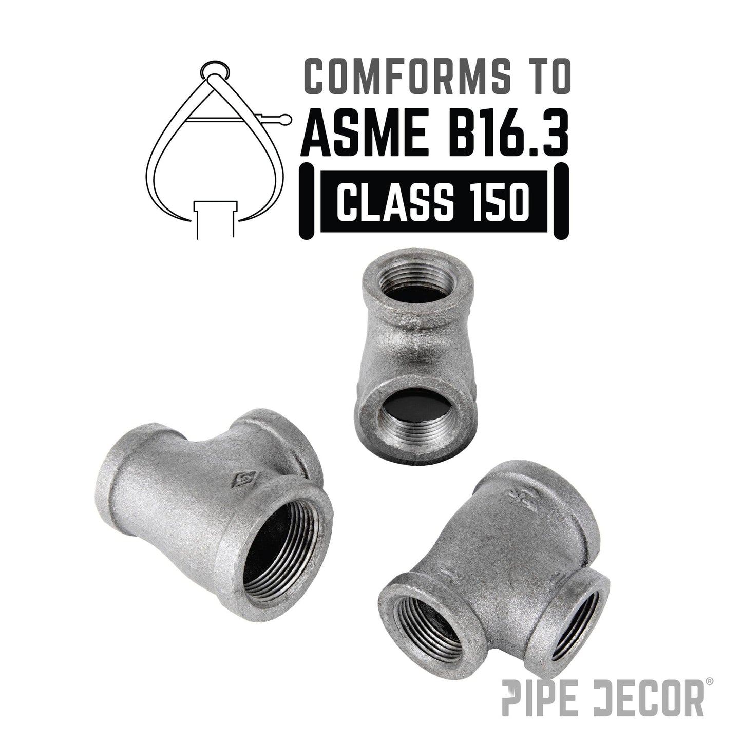 1 1/4 in. x 1 in. x 1 in. Black Reducing Tee