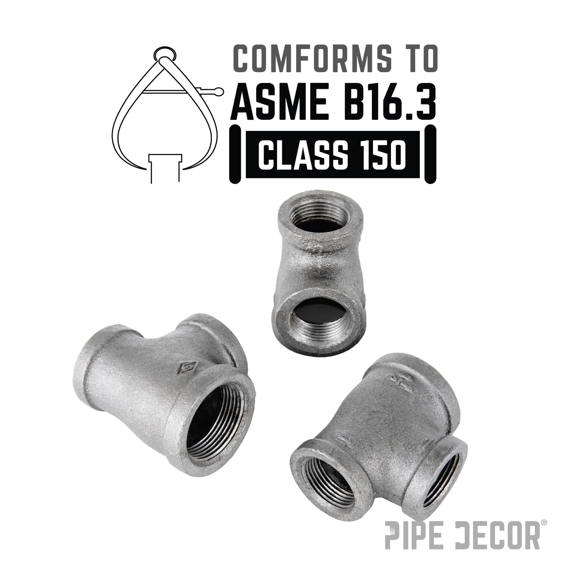 1 1/4 in. x 1 in. x 1 in. Black Reducing Tee