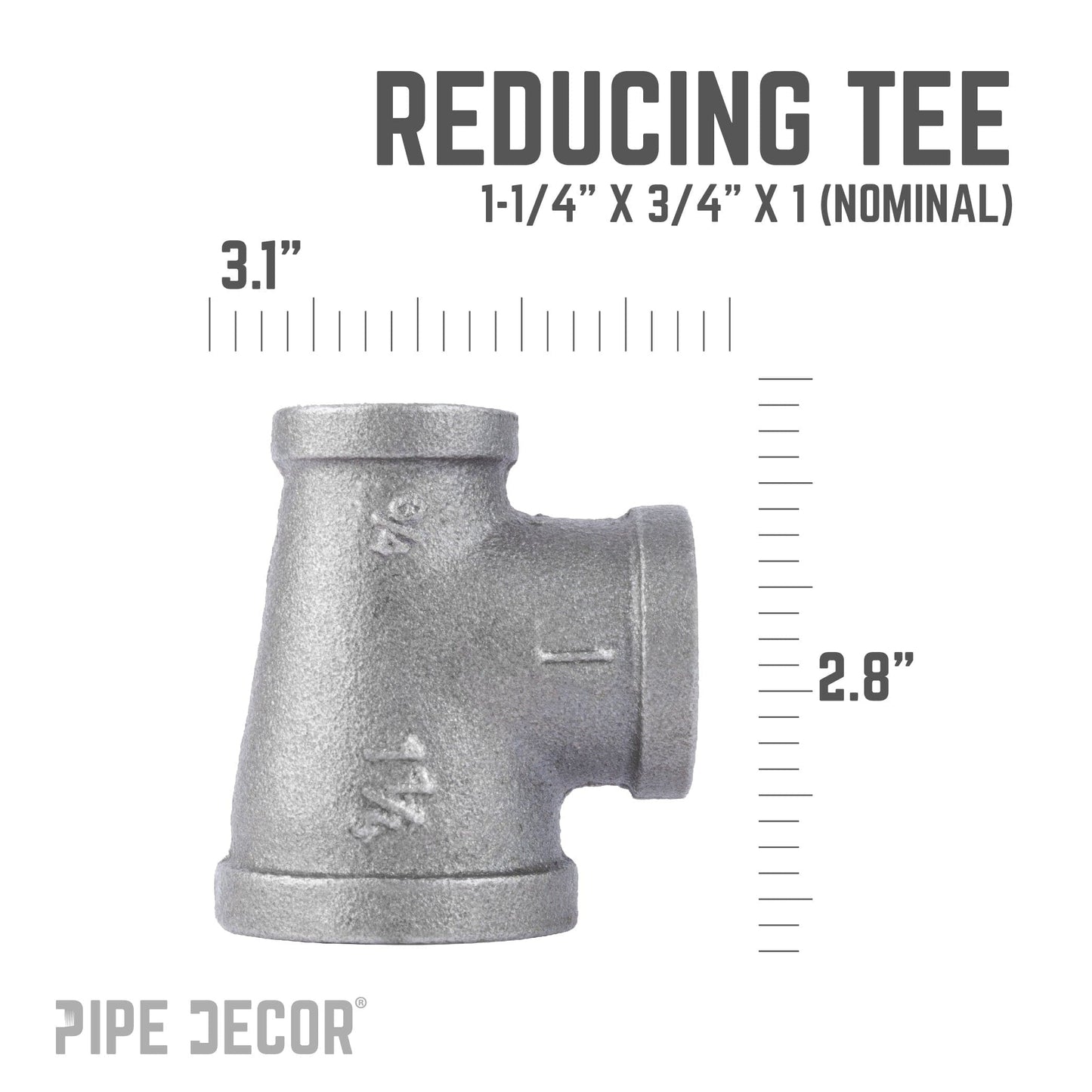 1 1/4 in. x 3/4 in. x 1 in. Black Reducing Tee