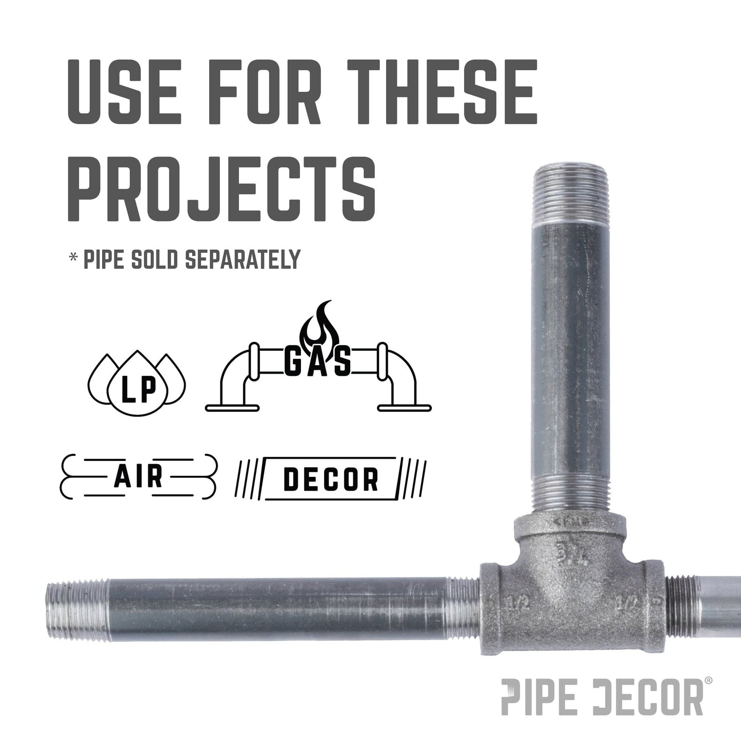 1/2 in. x 1/2 in. x 3/4 in. Black Reducing Tee