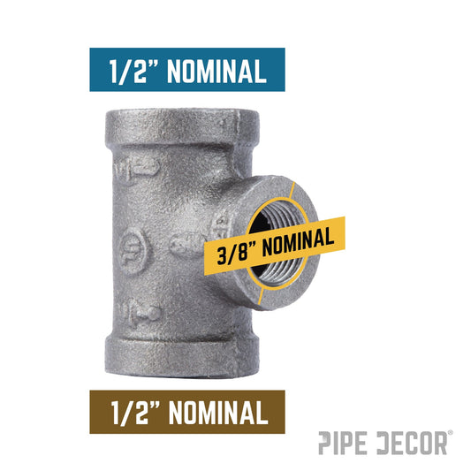 1/2 in. x 1/2 in. x 3/8 in. Black Reducing Tee