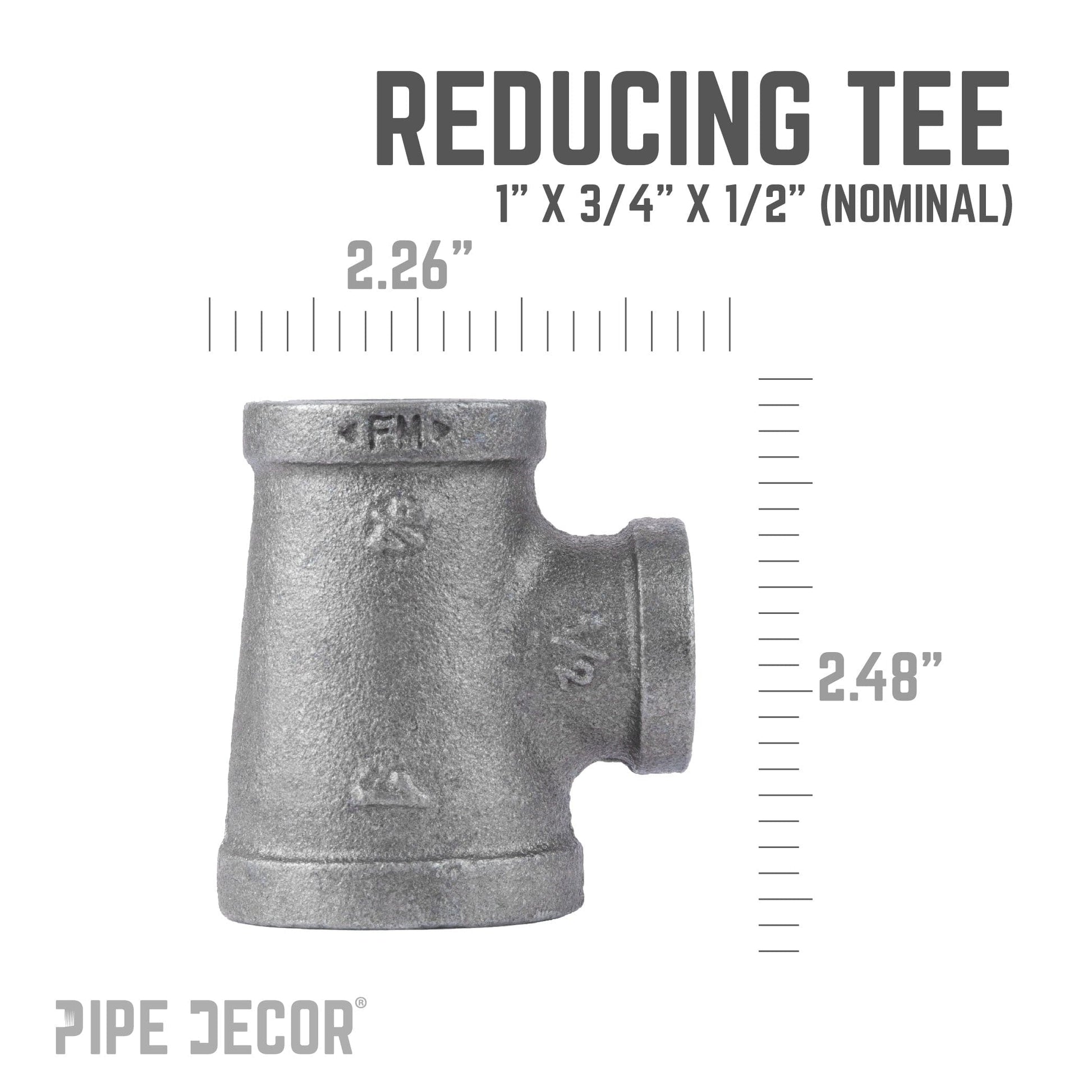 1 in. x 3/4 in. x 1/2 in. Black Reducing Tee