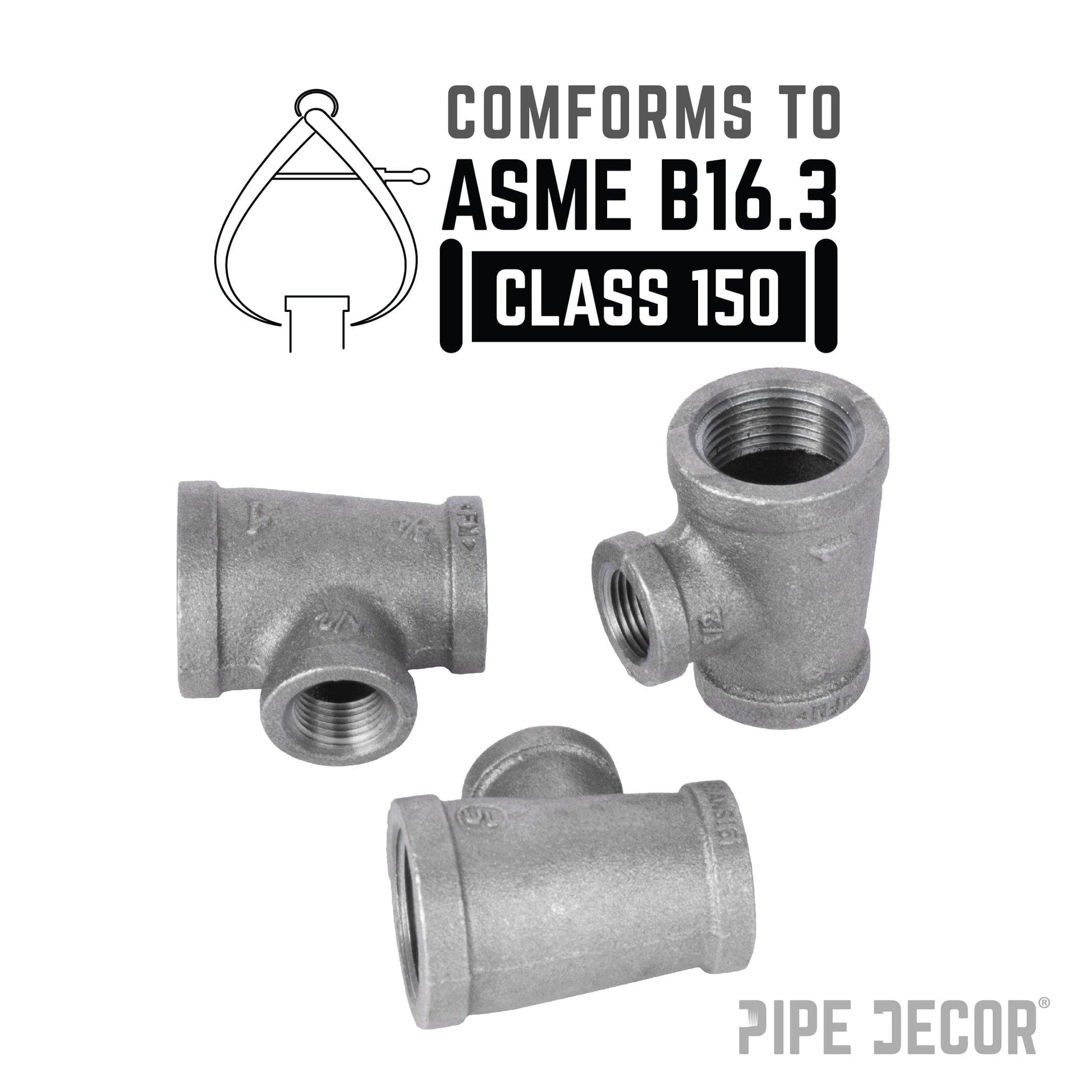 1 in. x 3/4 in. x 1/2 in. Black Reducing Tee