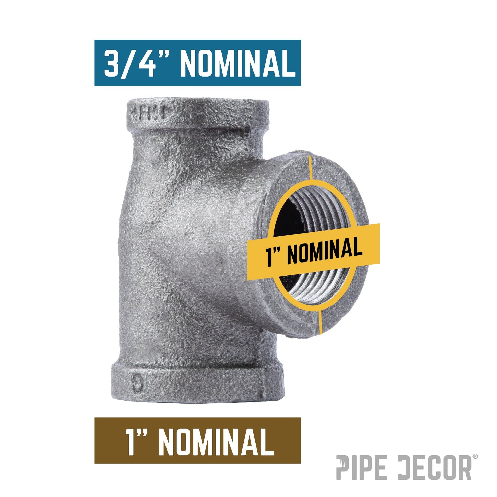 1 in. x 3/4 in. x 1 in. Black Reducing Tee