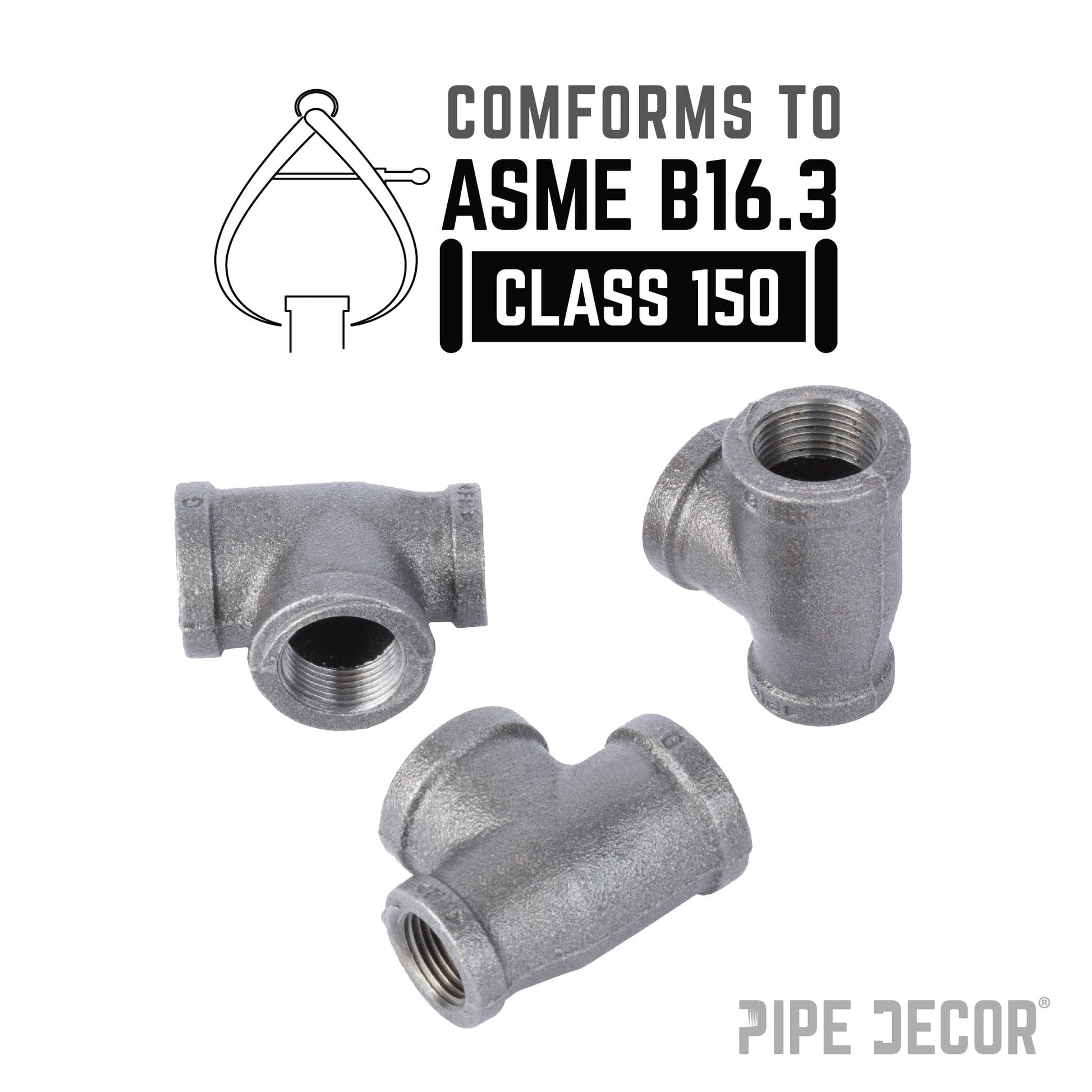 1 in. x 3/4 in. x 1 in. Black Reducing Tee