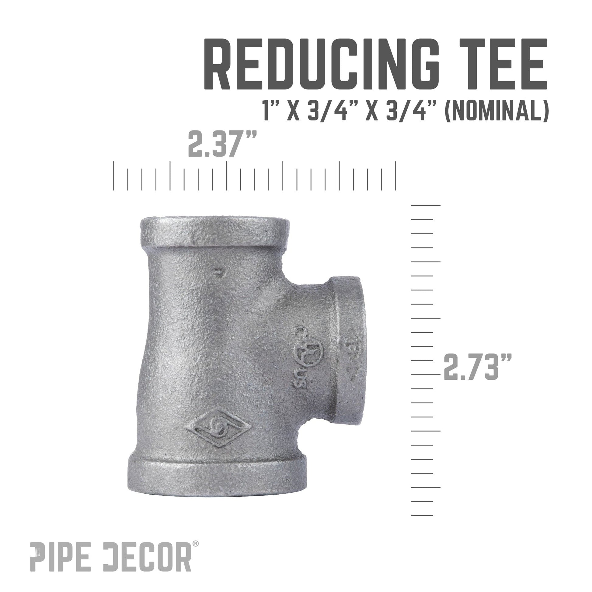 1 in. x 3/4 in. x 3/4 in. Black Reducing Tee