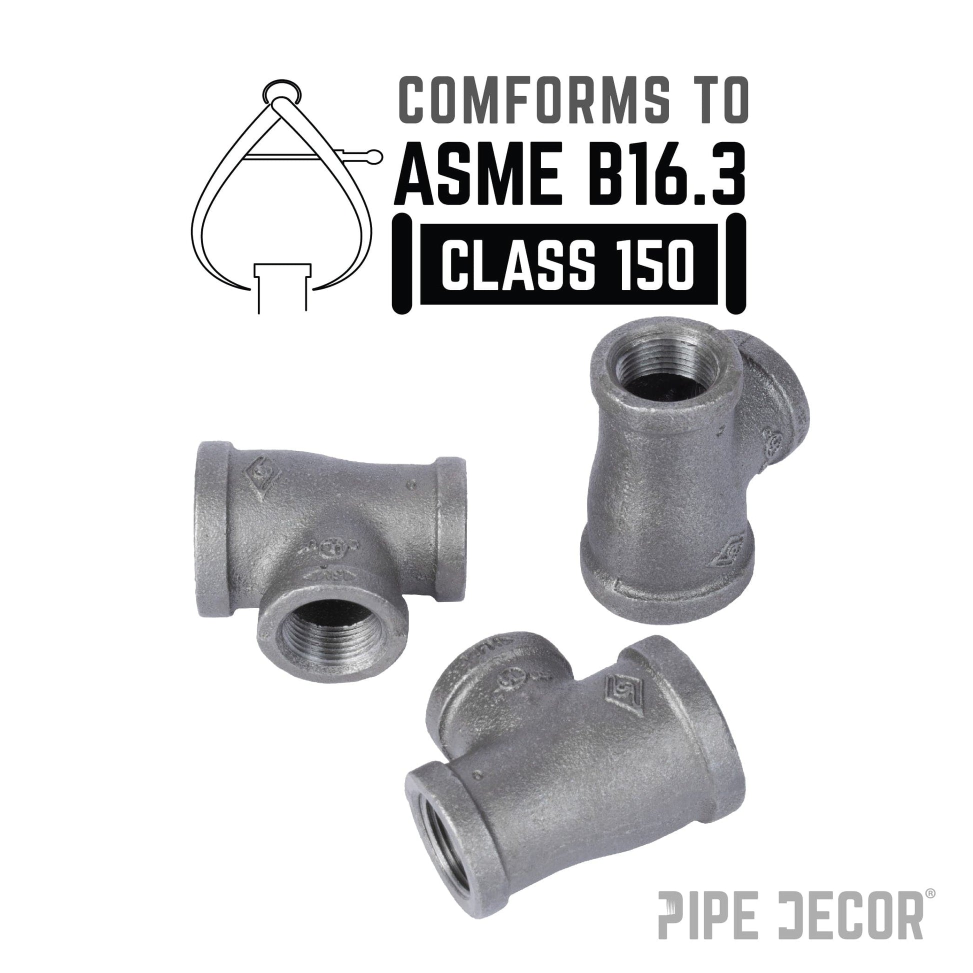 1 in. x 3/4 in. x 3/4 in. Black Reducing Tee