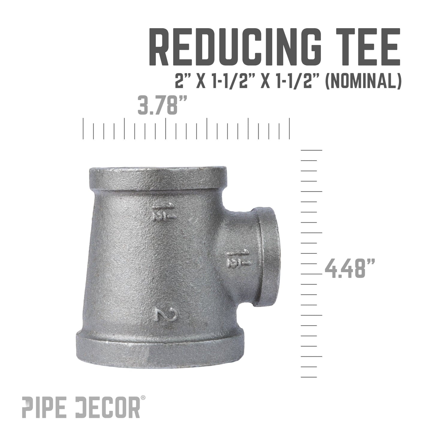 2 in. x 1 1/2 in. x 1 1/2 in. Black Reducing Tee