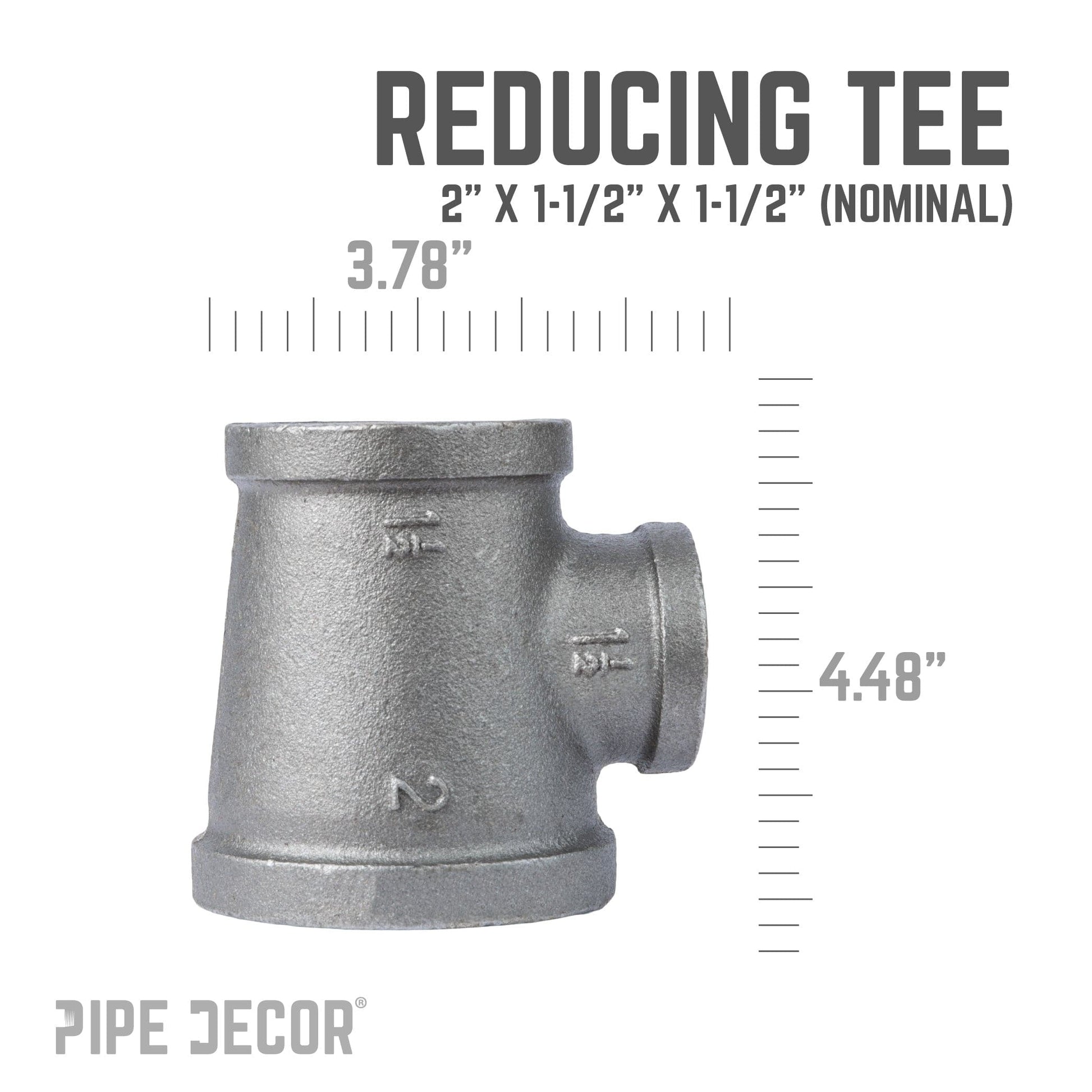 2 in. x 1 1/2 in. x 1 1/2 in. Black Reducing Tee