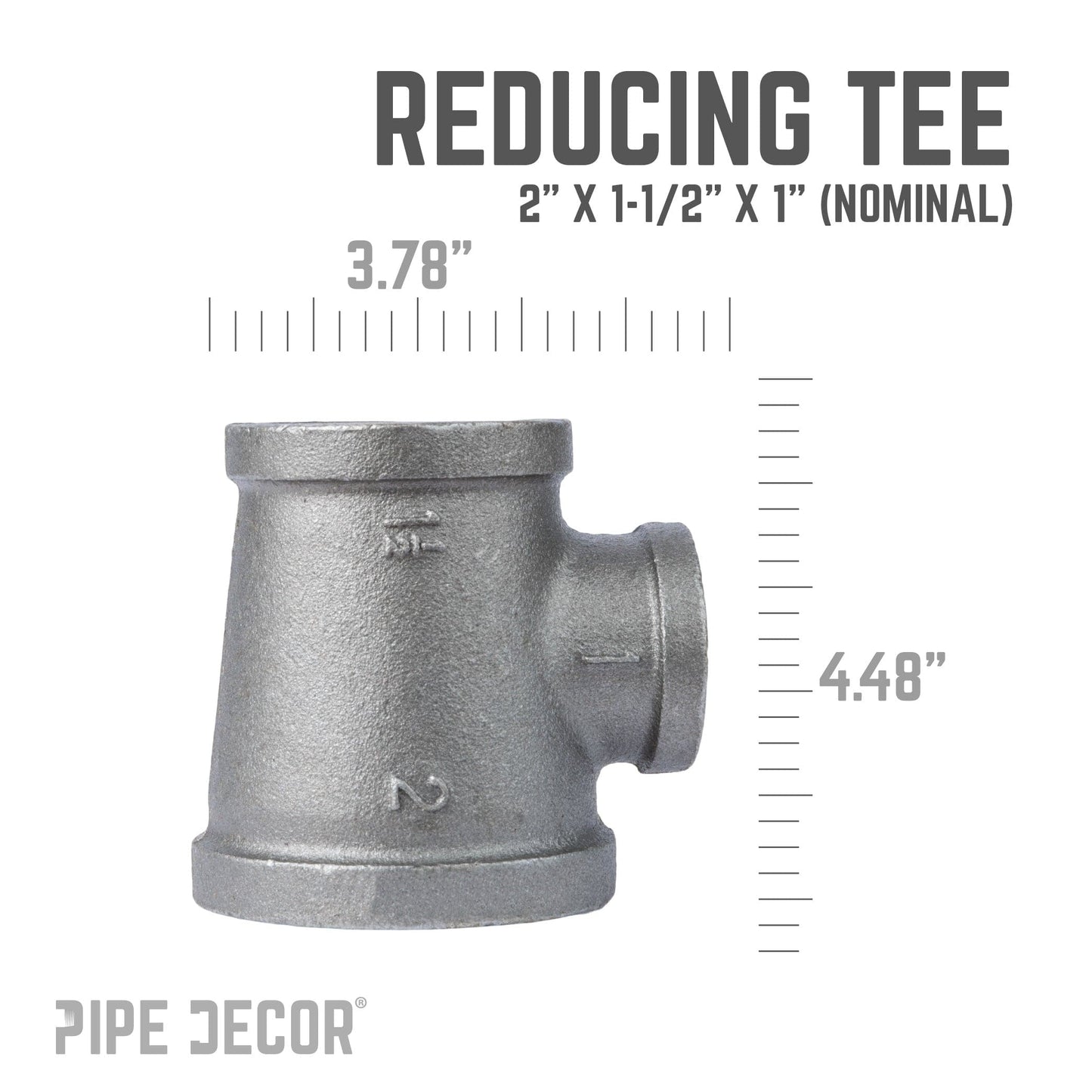 2 in. x 1 1/2 in. x 1 in. Black Reducing Tee