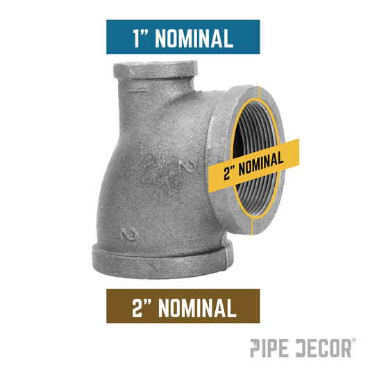 2 in. x 1 in. x 2 in. Black Reducing Tee