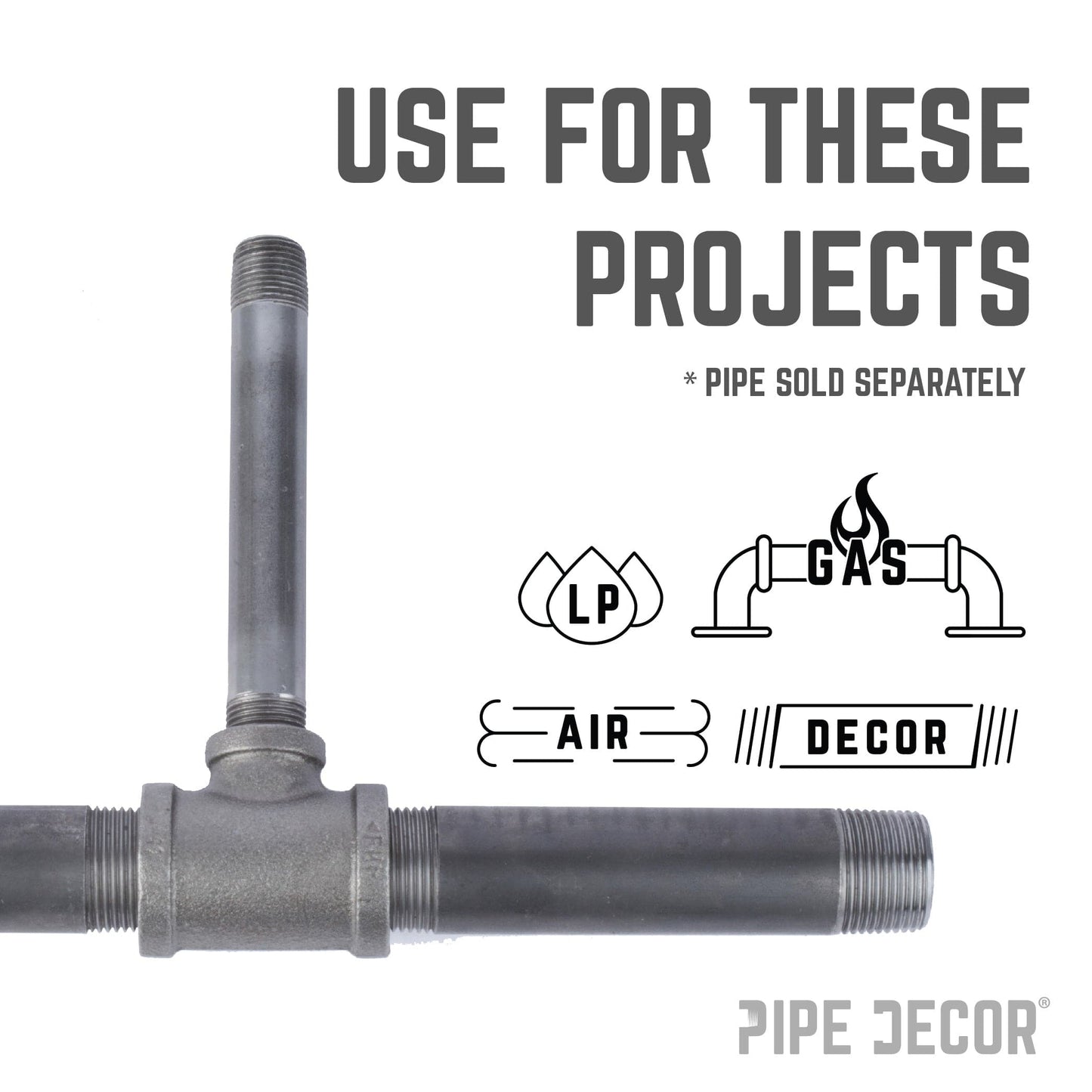 2 in. x 2 in. x 1 1/4 in. Black Reducing Tee