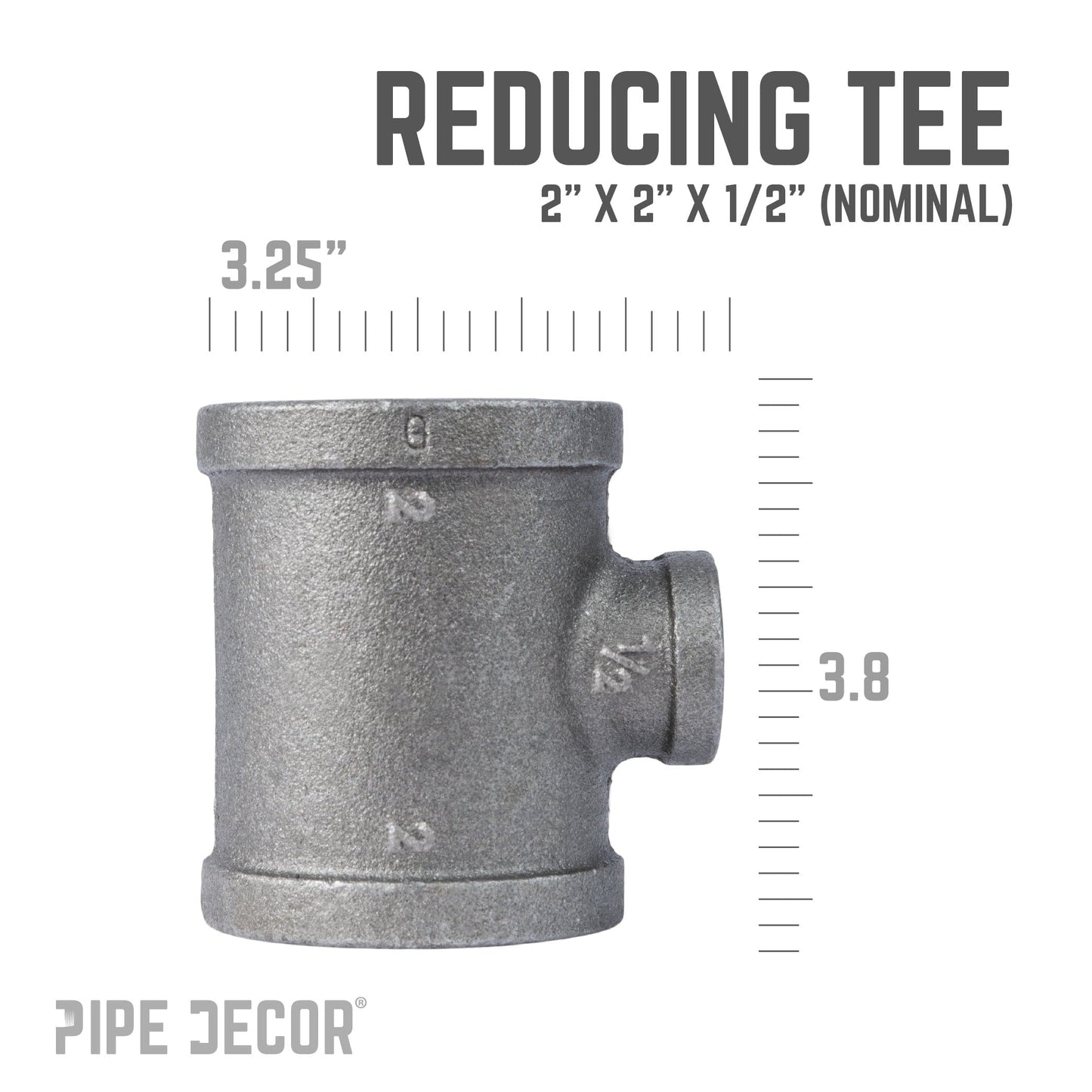 2 in. x 2 in. x 1 1/2 in. Black Reducing Tee