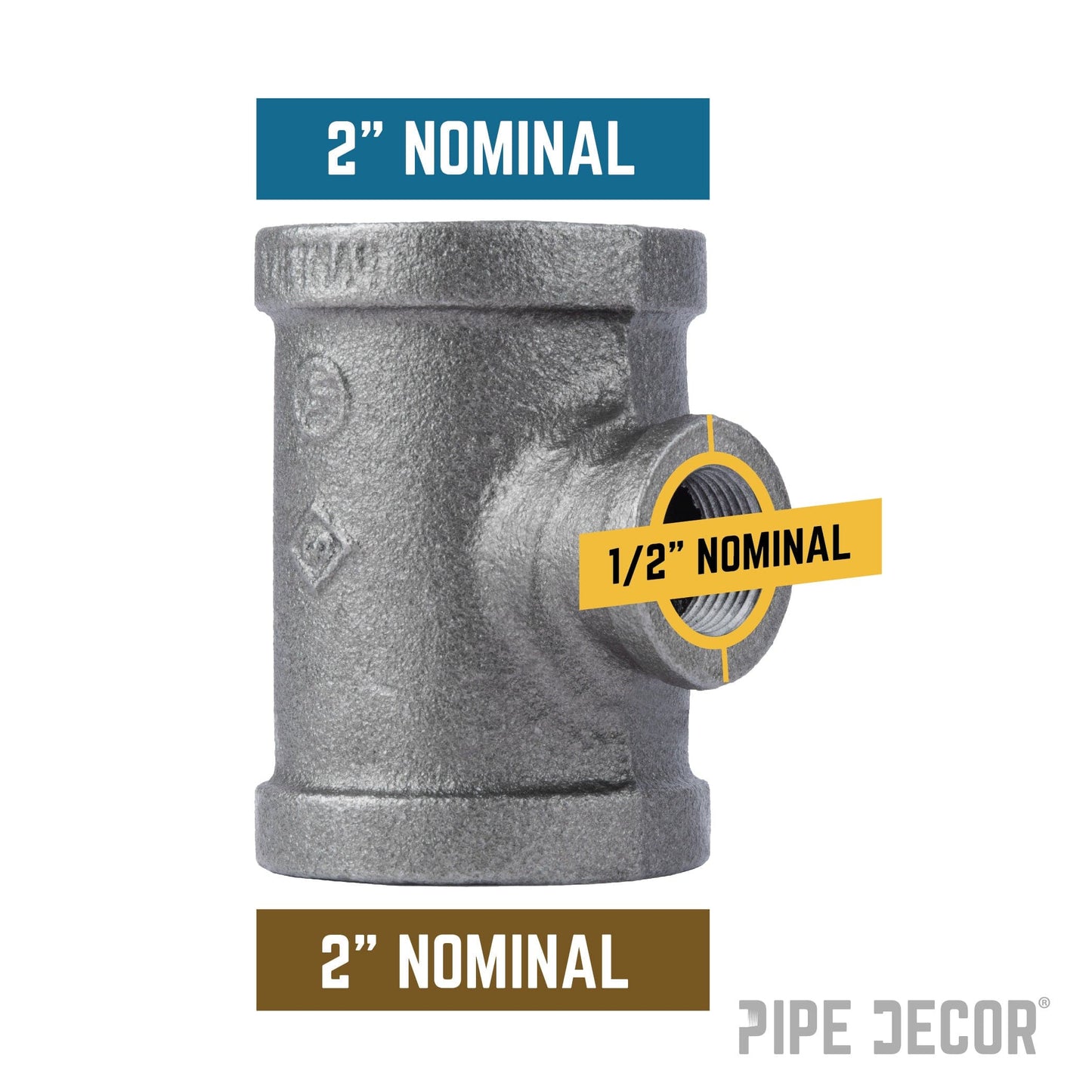 2 in. x 2 in. x 1 1/2 in. Black Reducing Tee