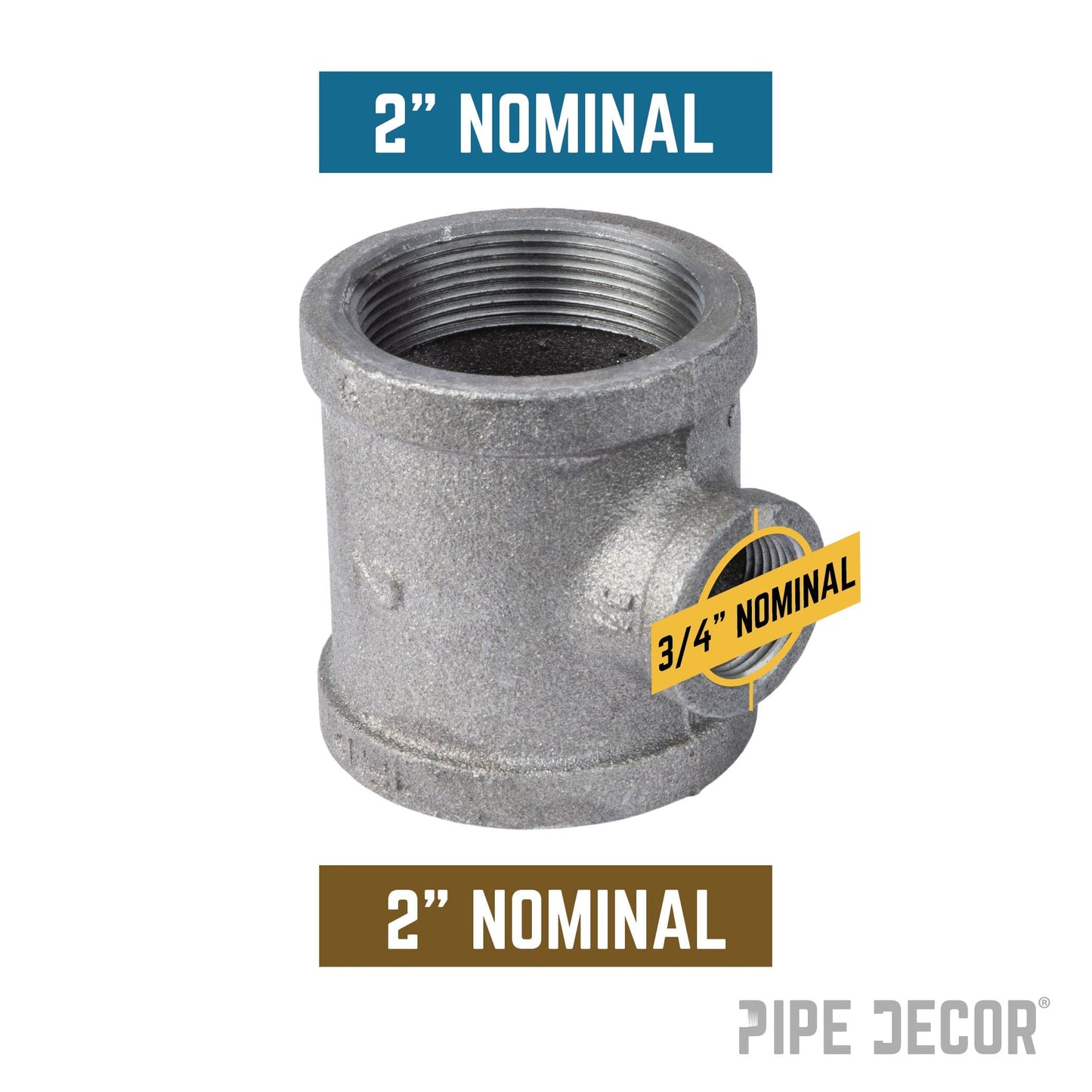 2 in. x 2 in. x 3/4 Black Reducing Tee