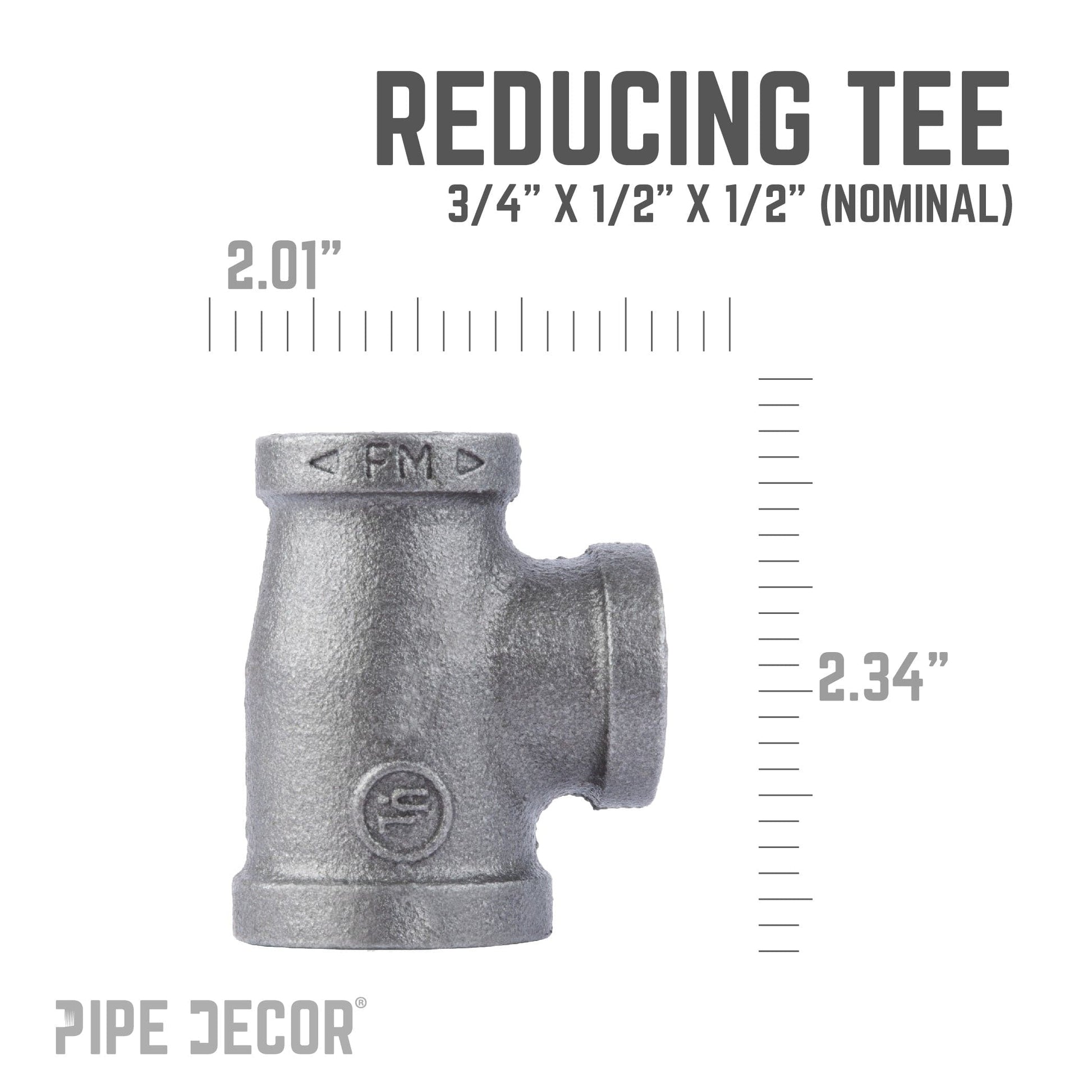 3/4 in. x 1/2 in. x 1/2 in. Black Reducing Tee