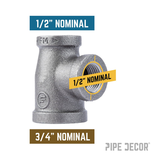 3/4 in. x 1/2 in. x 1/2 in. Black Reducing Tee