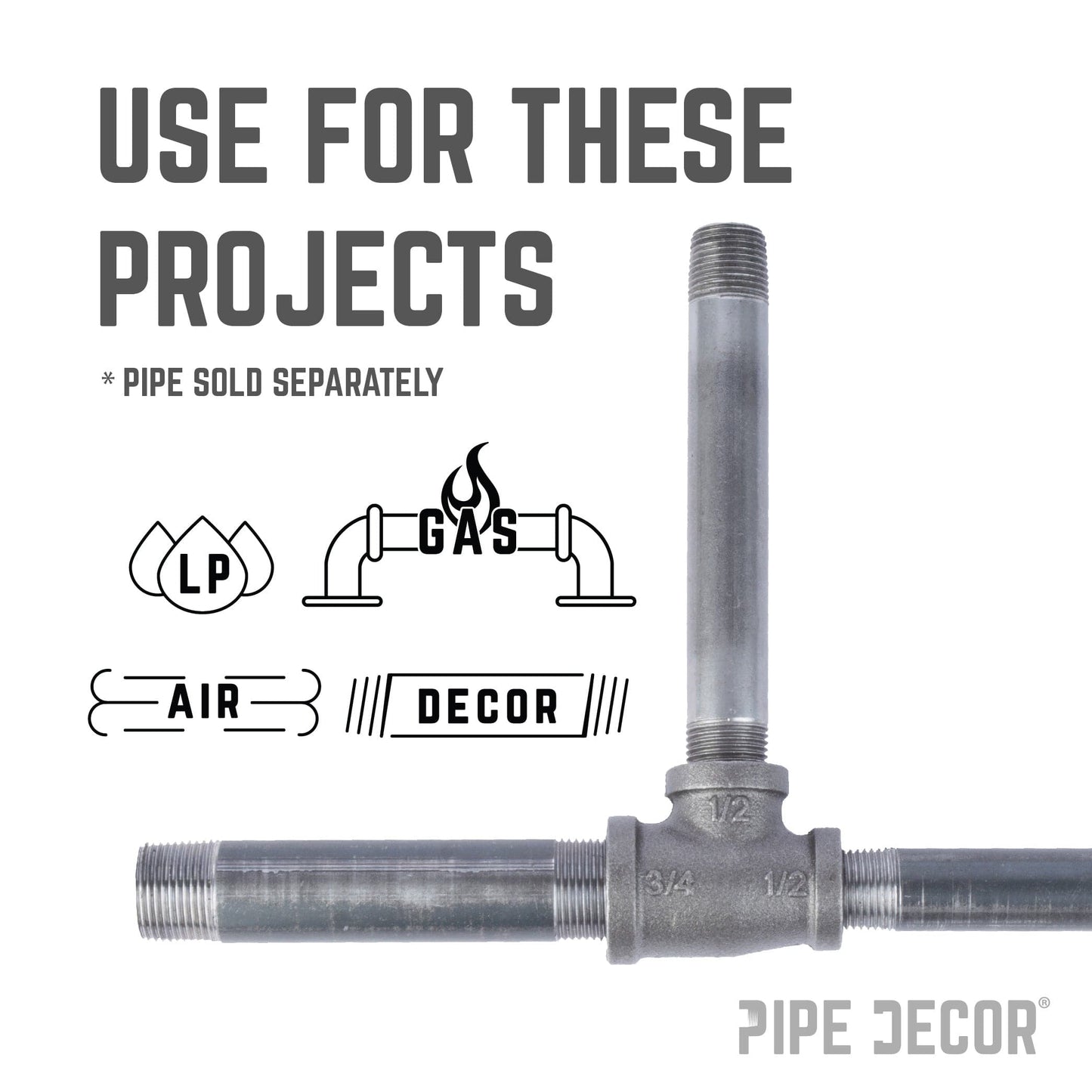 3/4 in. x 1/2 in. x 1/2 in. Black Reducing Tee