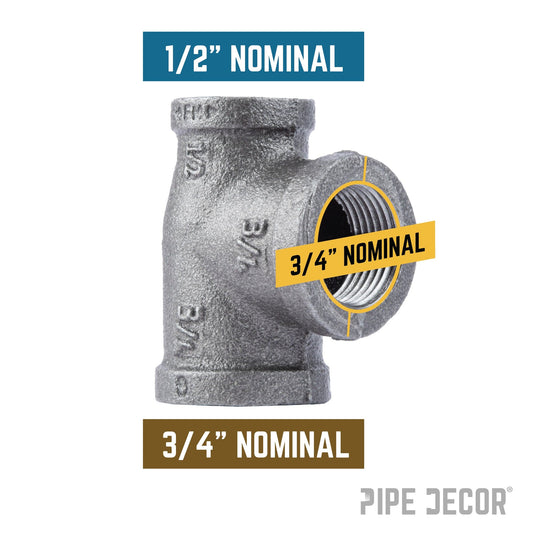 3/4 in. x 1/2 in. x 3/4 in. Black Reducing Tee