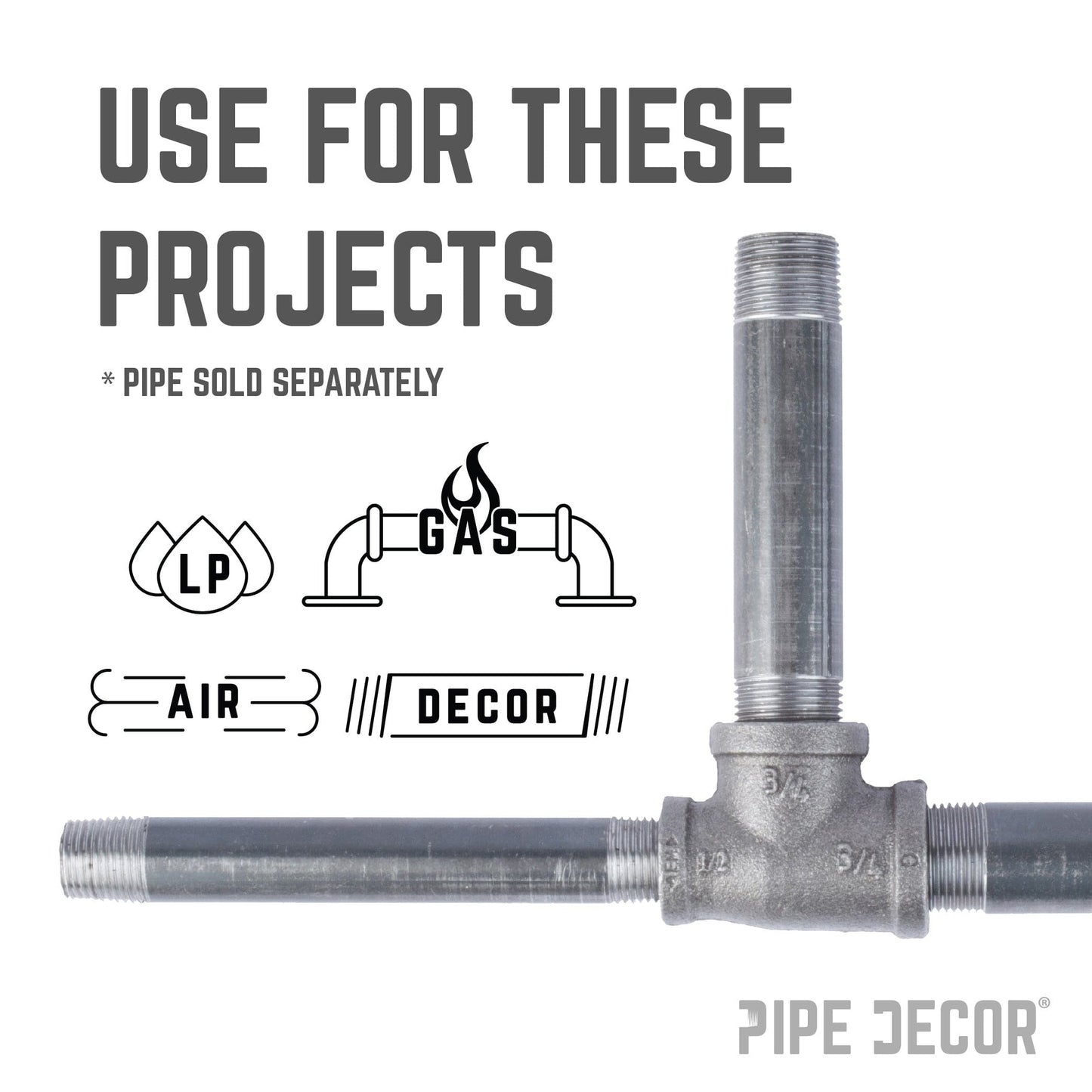 3/4 in. x 1/2 in. x 3/4 in. Black Reducing Tee