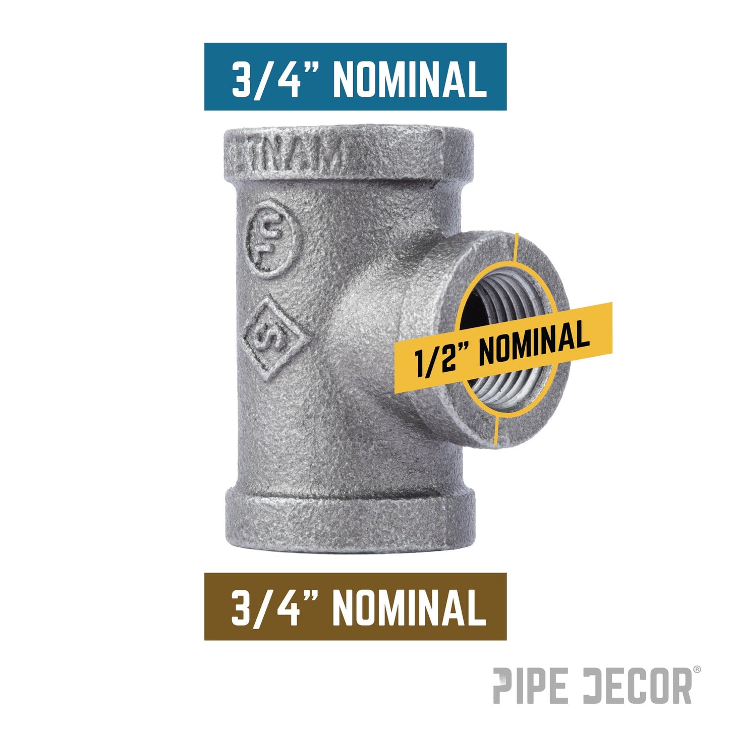 3/4 in. x 3/4 in. x 1/2 in. Black Reducing Tee