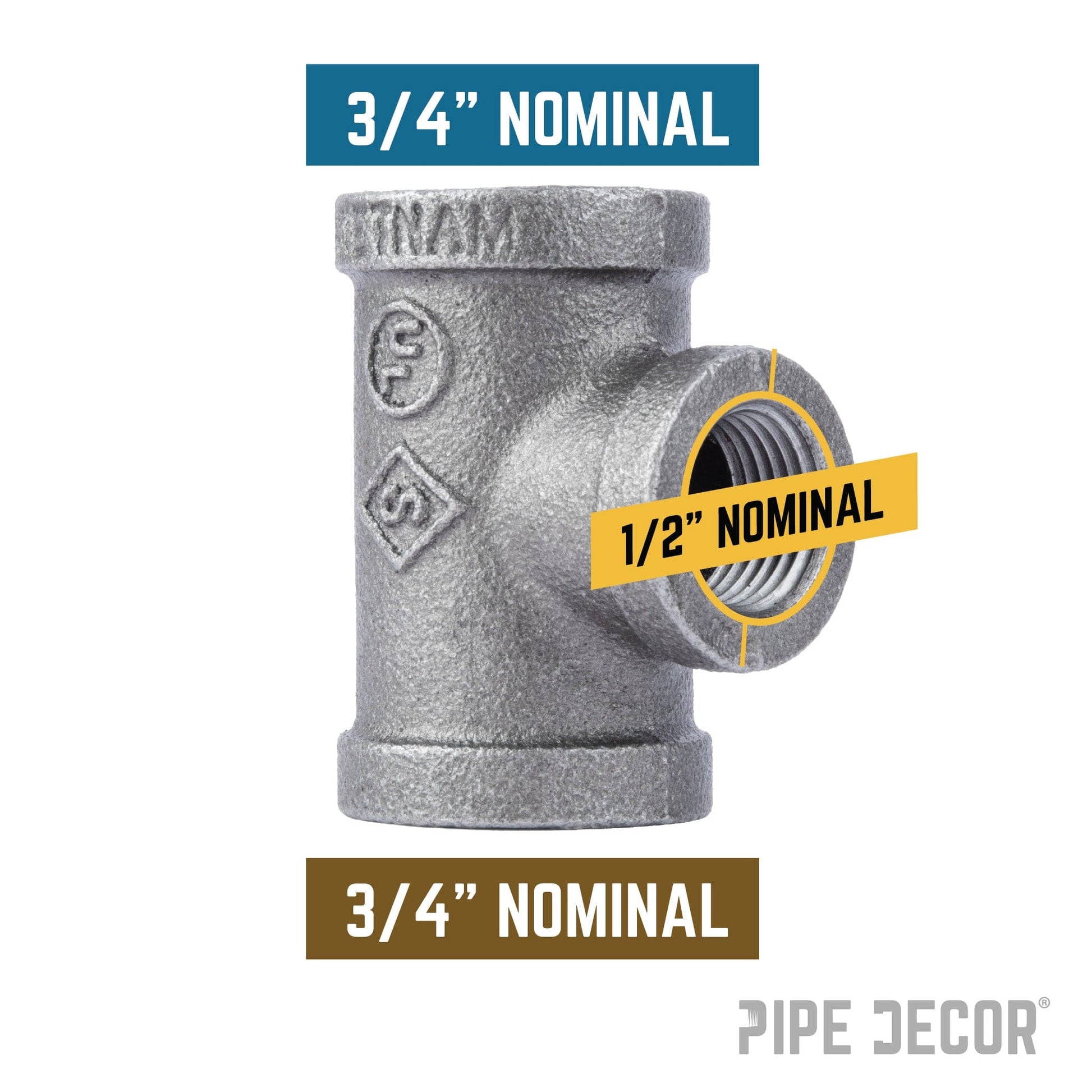 3/4 in. x 3/4 in. x 1/2 in. Black Reducing Tee