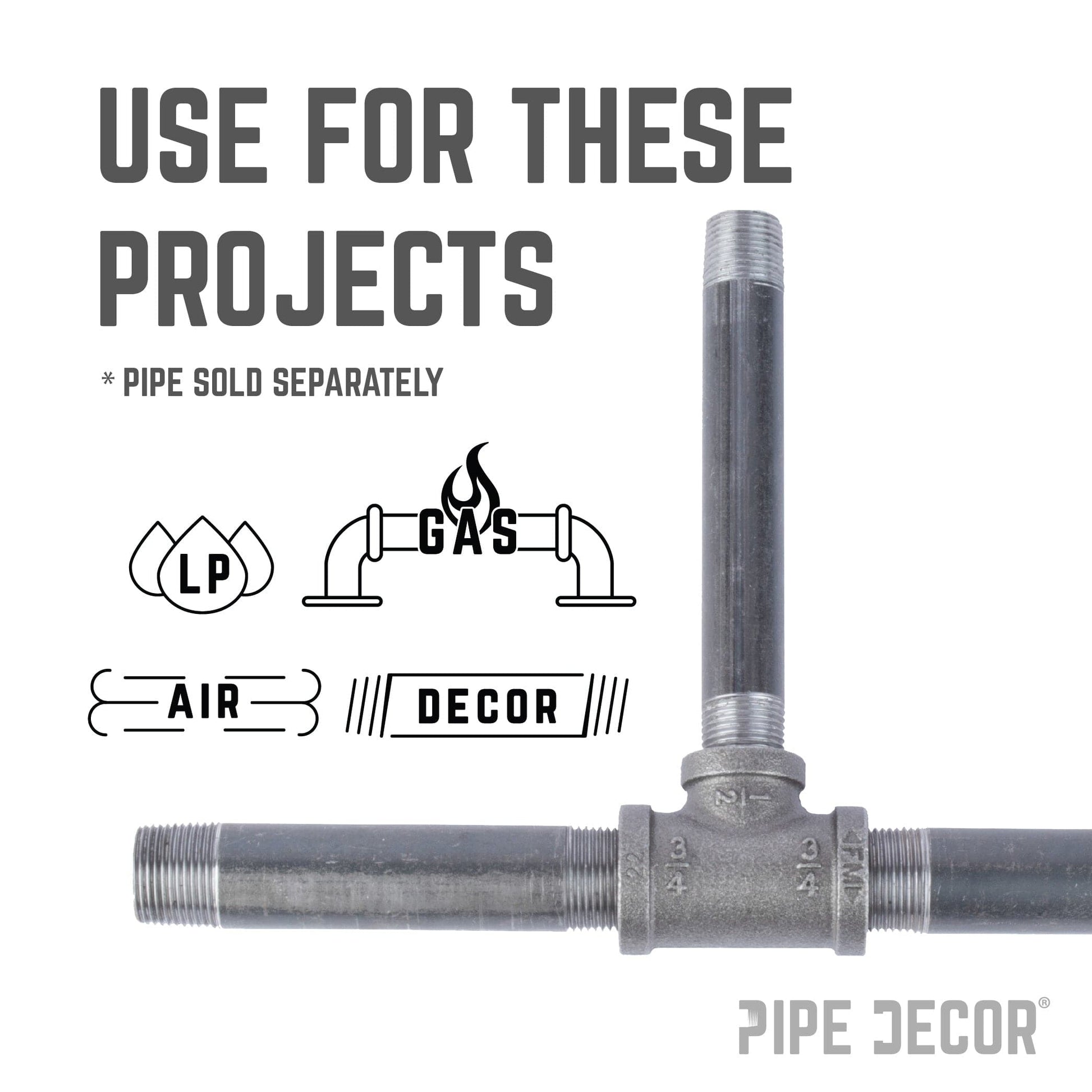 3/4 in. x 3/4 in. x 1/2 in. Black Reducing Tee